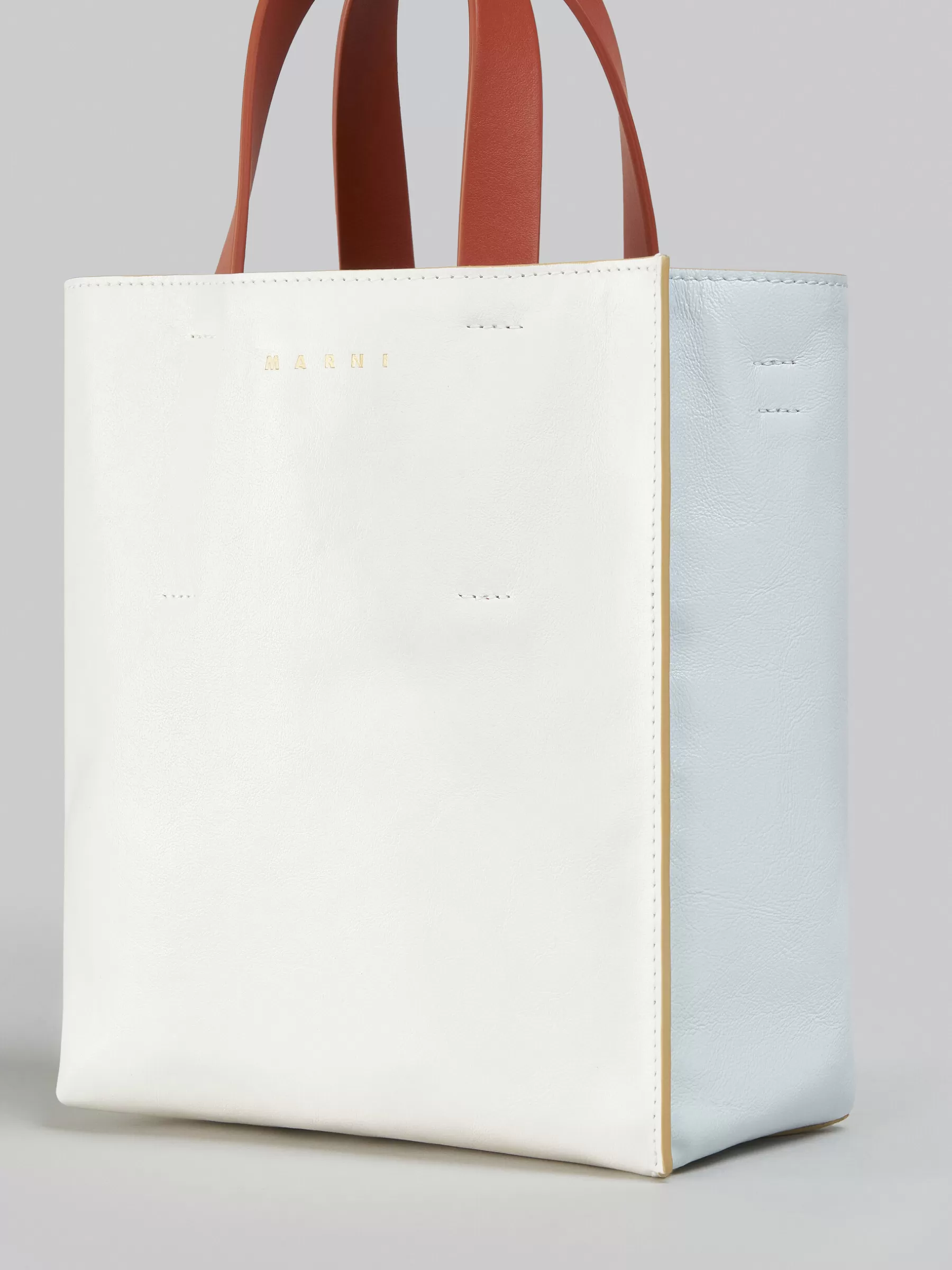 Marni Museo Soft Mini Bag In White Light Blue And Orange Leather LILYWHITE/CLOUD New