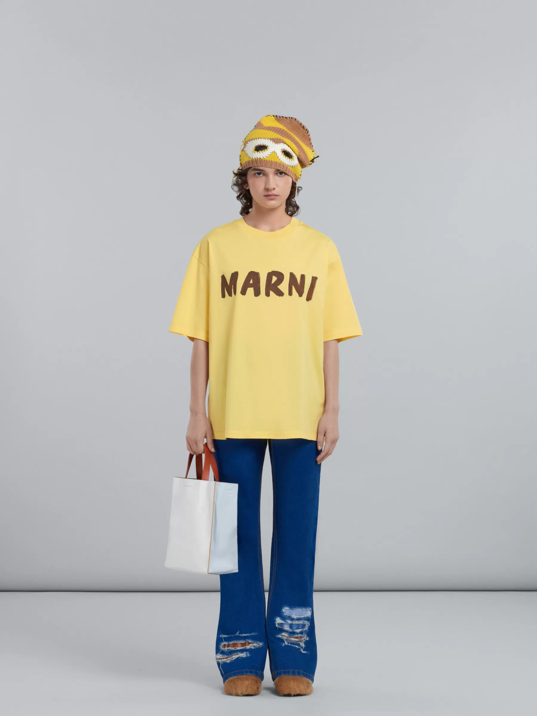 Marni Museo Soft Small Bag In White And Light Blue Leather LILYWHITE/CLOUD Discount