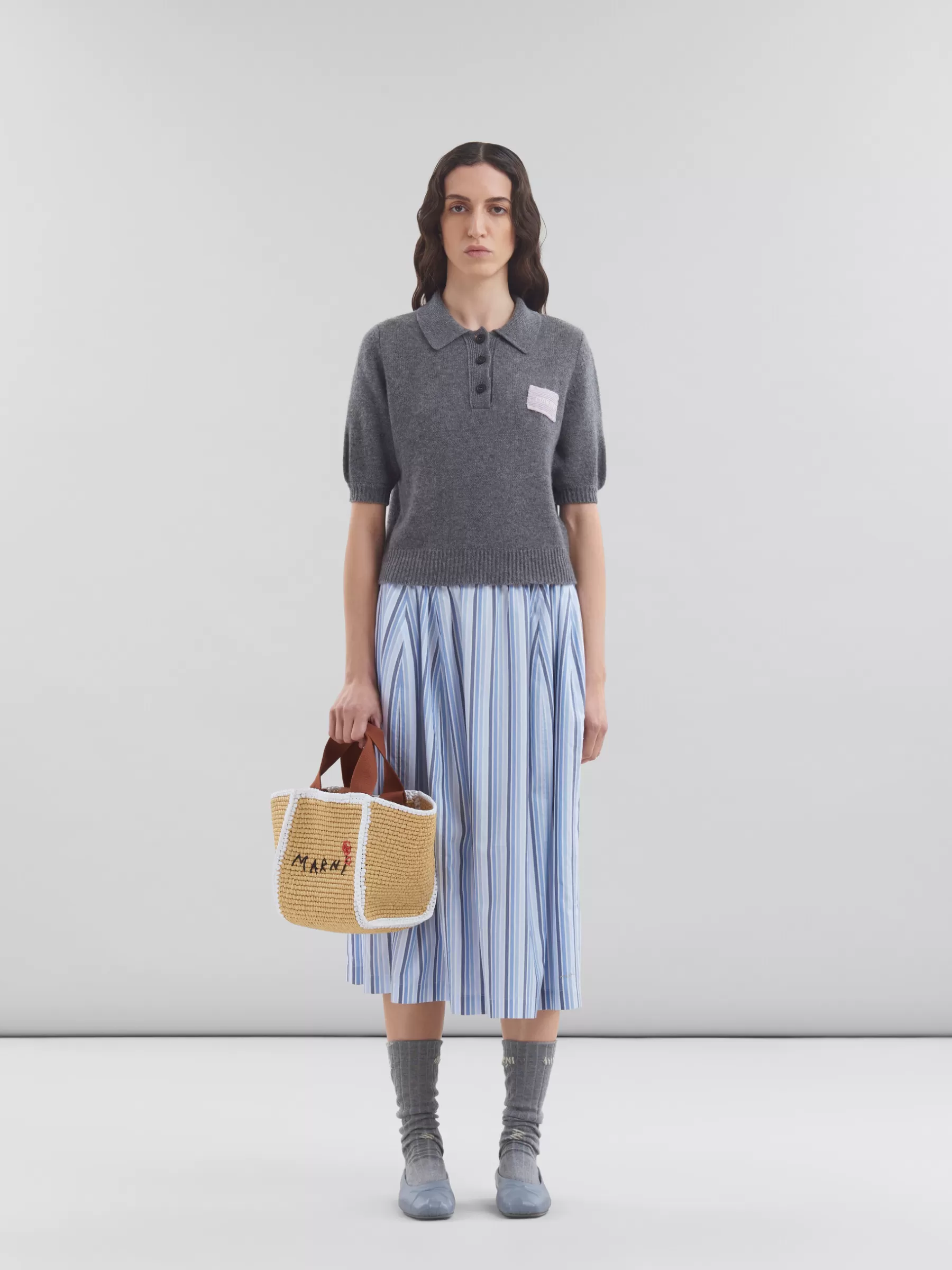Marni Natural Macramé Sillo Small Shopper NATURAL/WHITE/RUST Fashion