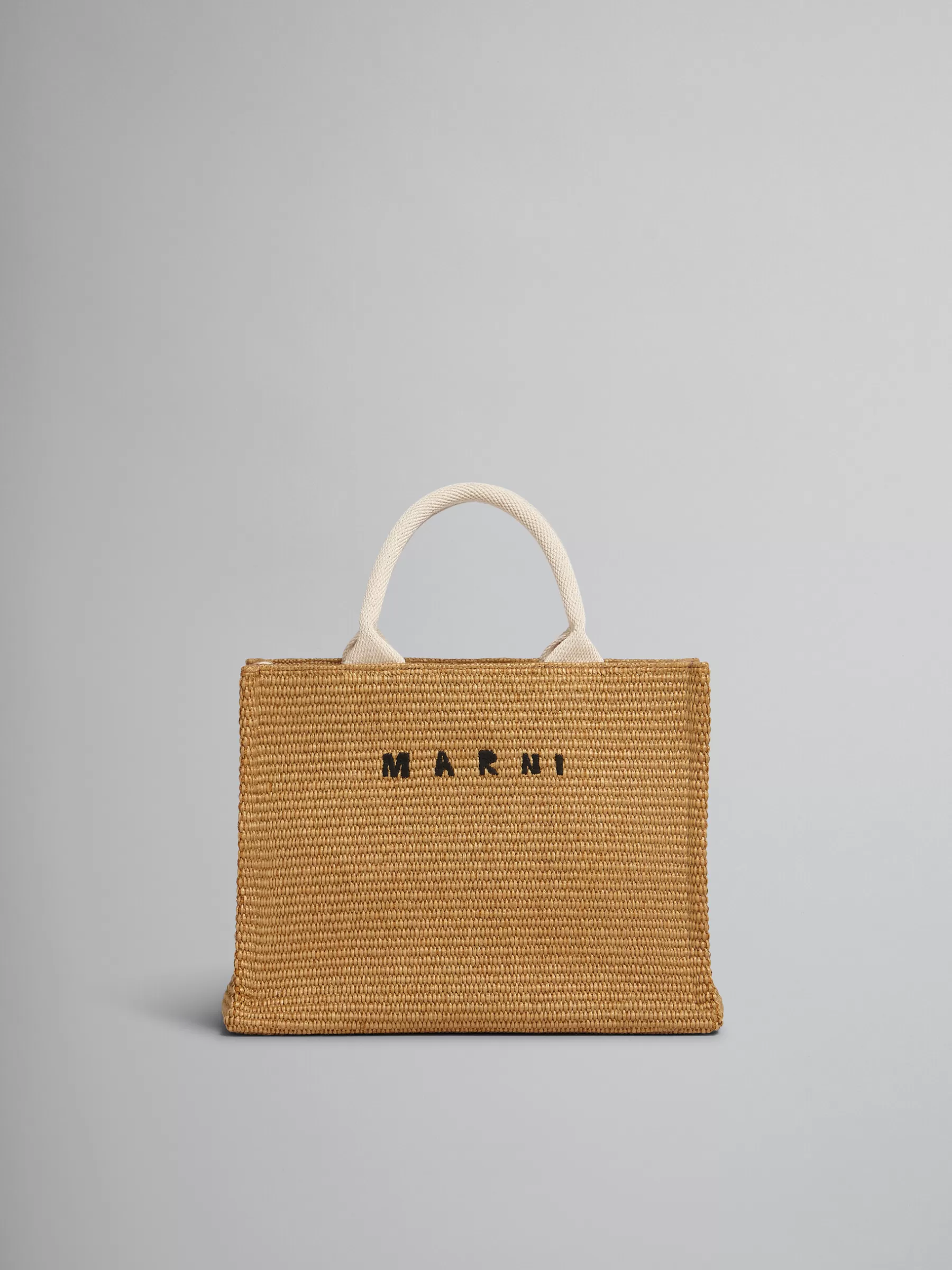 Marni Natural-coloured Raffia-effect Small Tote Bag RAWSIENNA/NATURAL Cheap