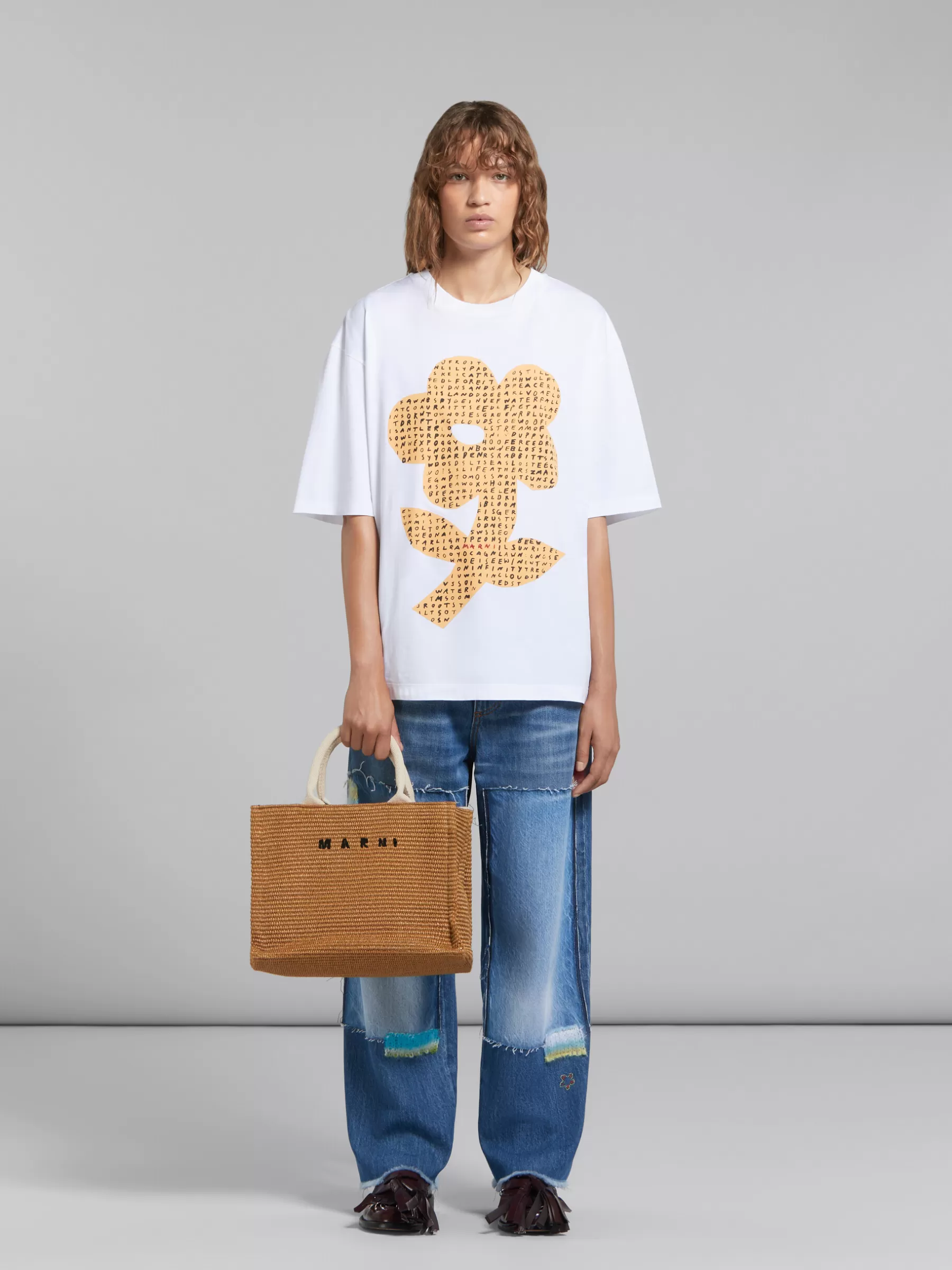 Marni Natural-coloured Raffia-effect Small Tote Bag RAWSIENNA/NATURAL Cheap