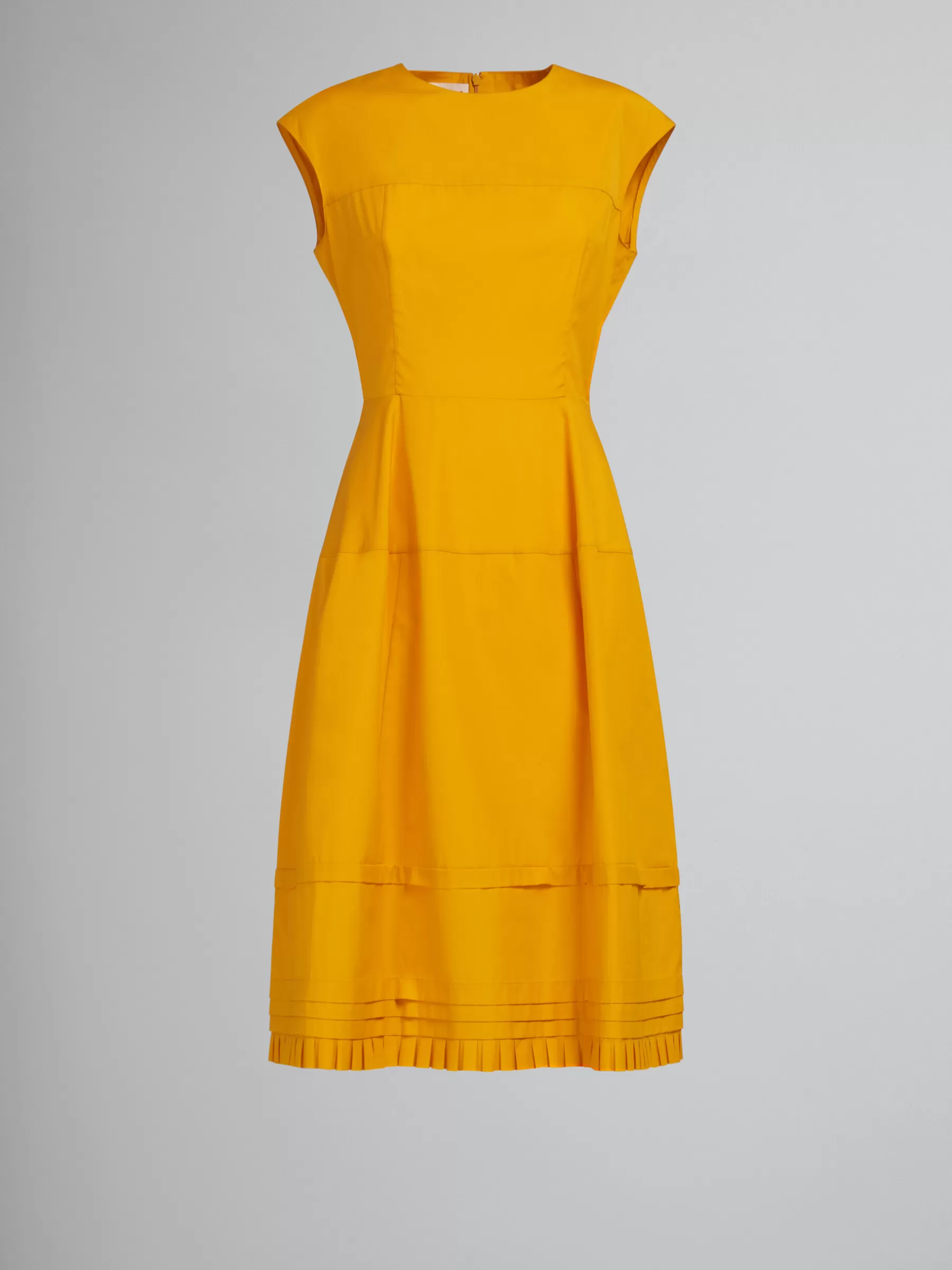 Marni Orange Organic Poplin Midi Dress With Mini Pleats LIGHTORANGE Flash Sale