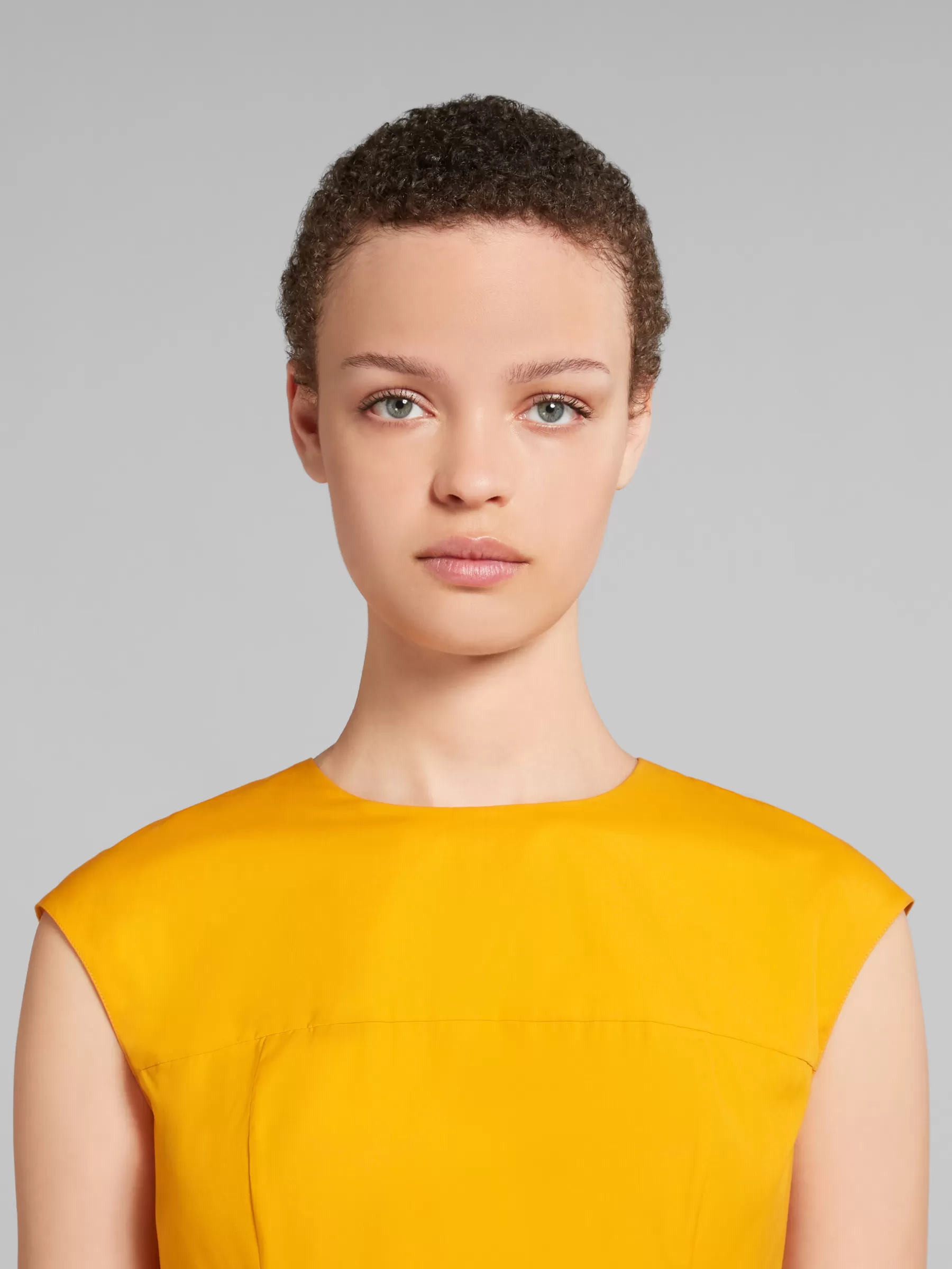 Marni Orange Organic Poplin Midi Dress With Mini Pleats LIGHTORANGE Flash Sale