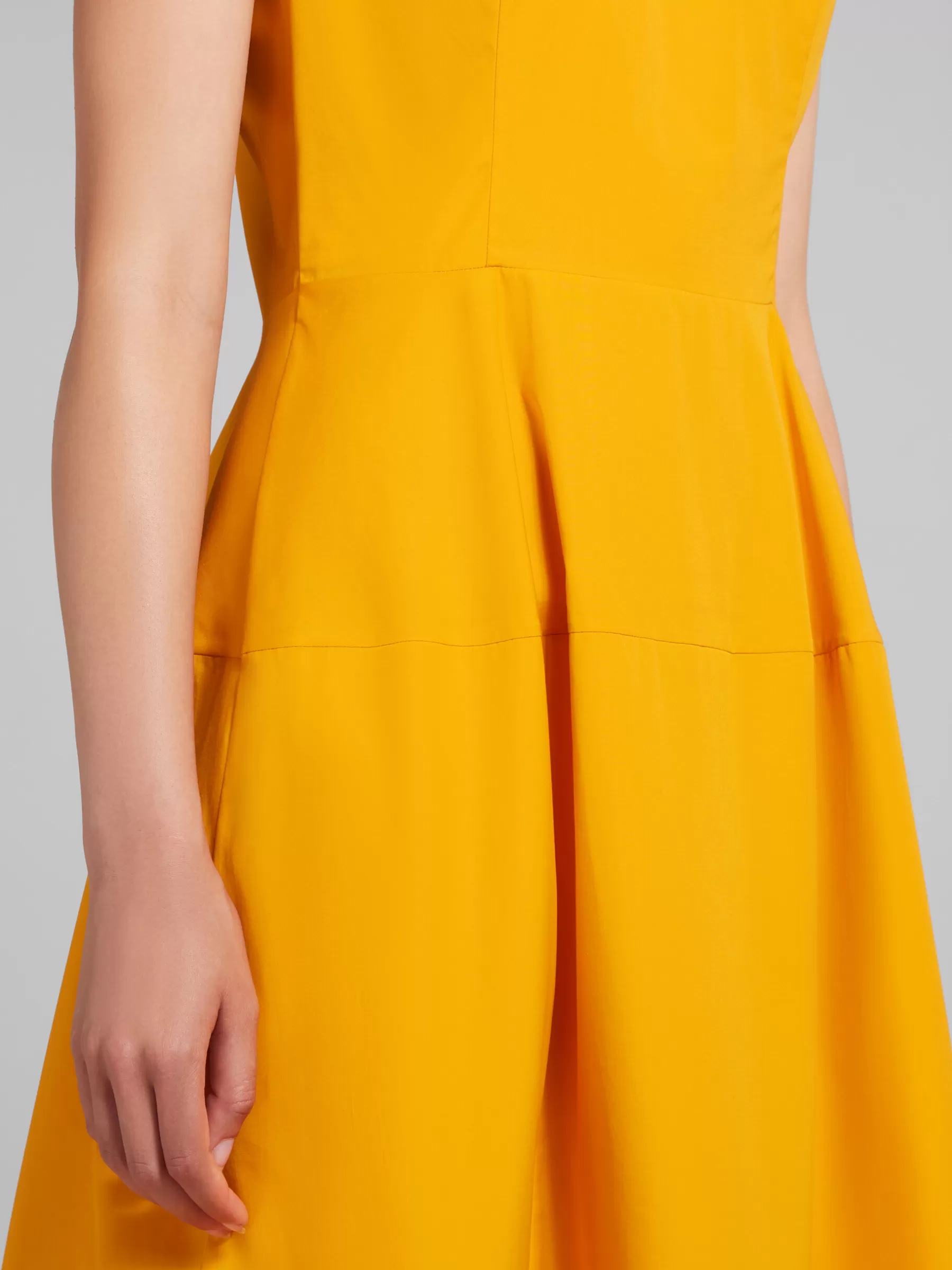 Marni Orange Organic Poplin Midi Dress With Mini Pleats LIGHTORANGE Flash Sale
