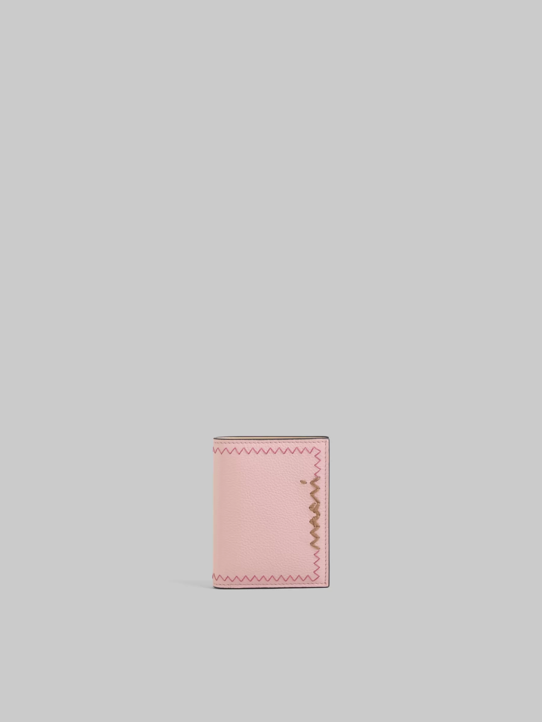 Marni Pink Bi-fold Wallet With Mending Embroidery ANTIQUEROSE New
