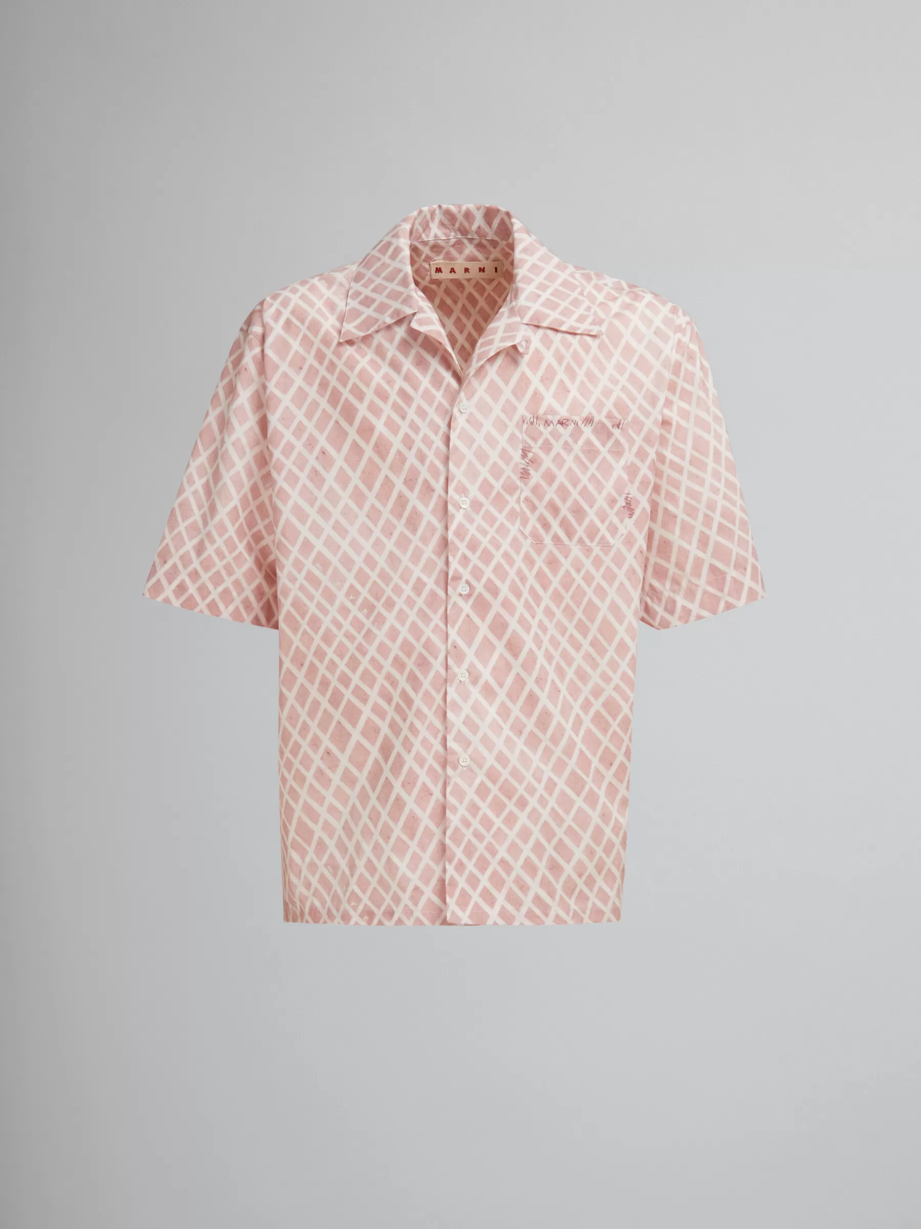 Marni Pink Poplin Bowling Shirt With Landscapes Print ANTIQUEROSE Cheap