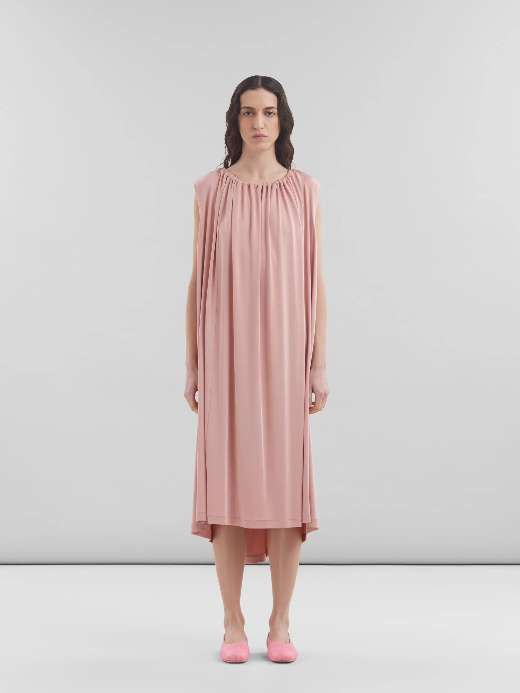Marni Pink Stretch Jersey Dress With Gathered Neck ANTIQUEROSE Cheap