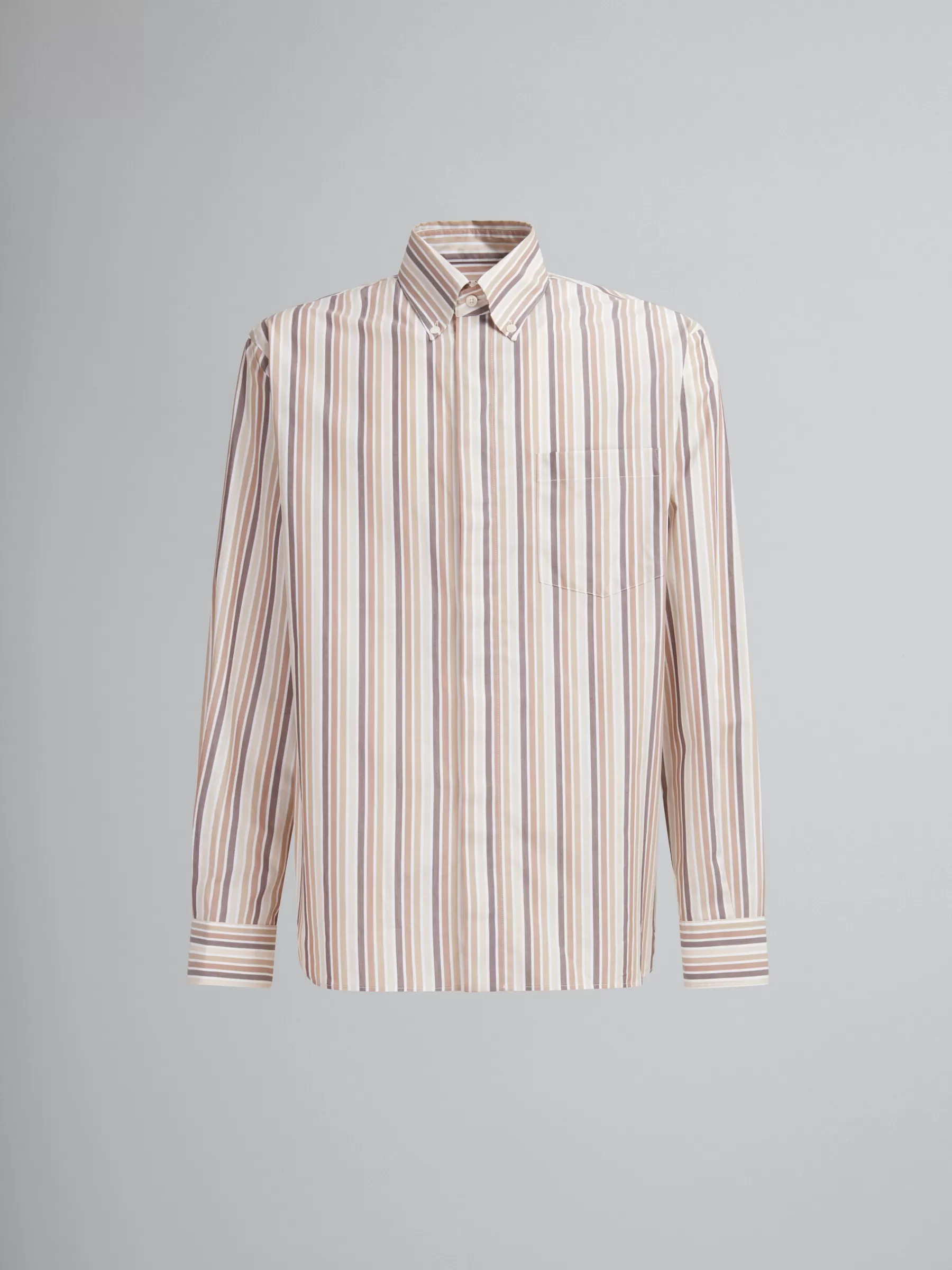 Marni Pink Striped Organic Poplin Shirt NOMAD/BEIGE Sale