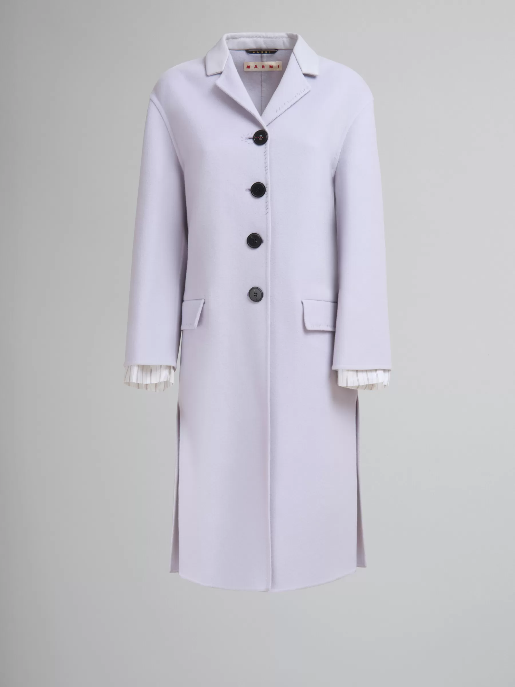 Marni Purple Felt Coat With Waist Belt SODIUM Flash Sale