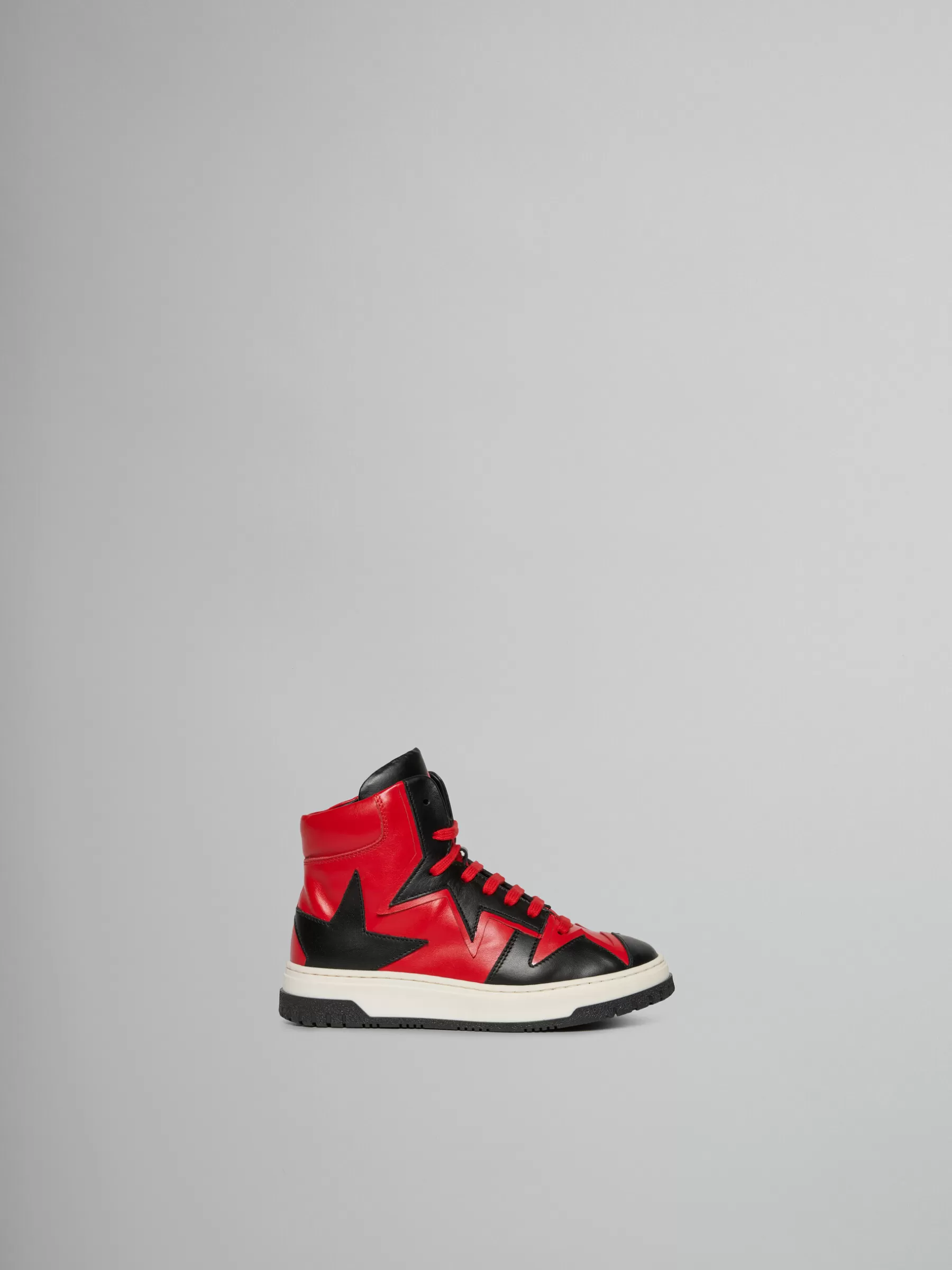 Marni Red And Black Leather High Top Sneaker RED/BLACK Shop