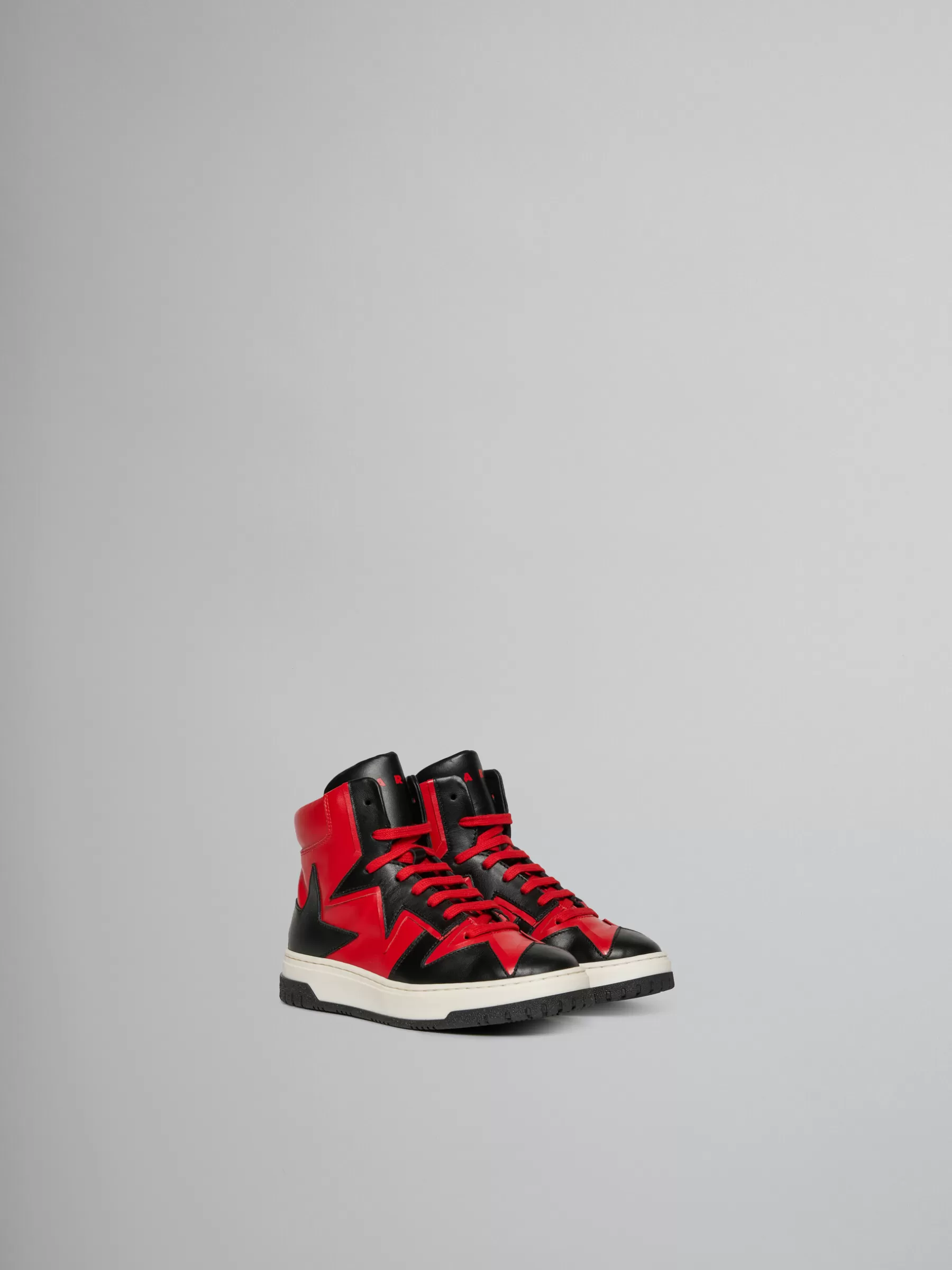 Marni Red And Black Leather High Top Sneaker RED/BLACK Shop