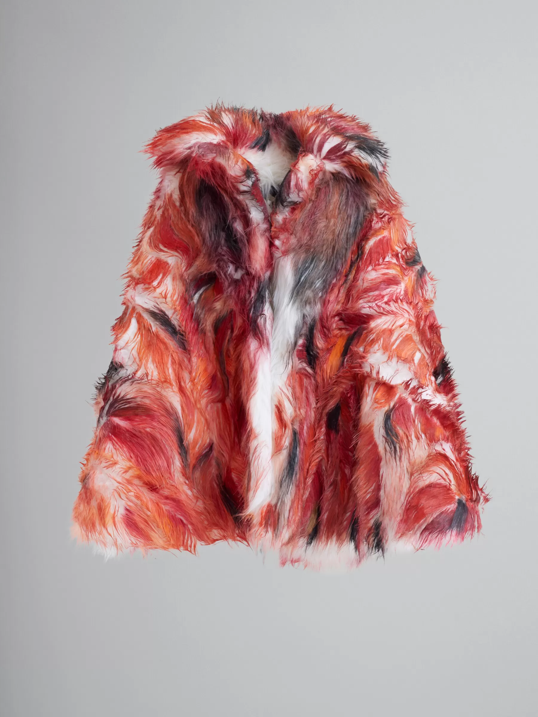 Marni Red Long Hair Flared Coat POPPY RED Hot