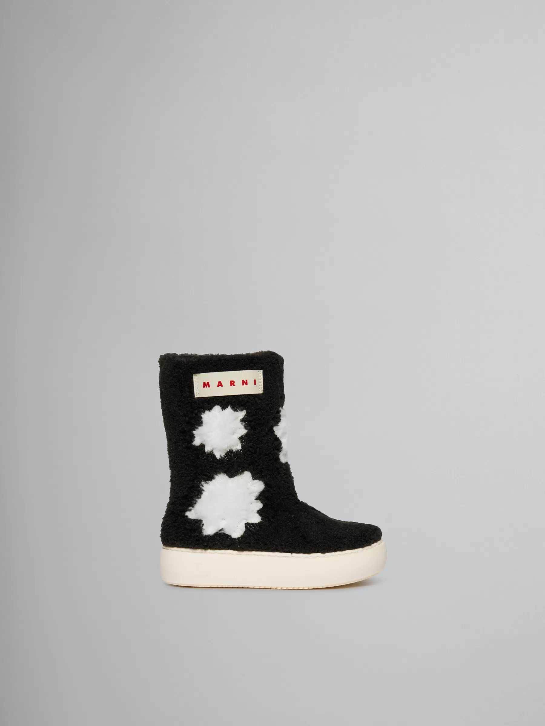 Marni Sheepskin Look Ankle Boot BLACK/WHITE Sale