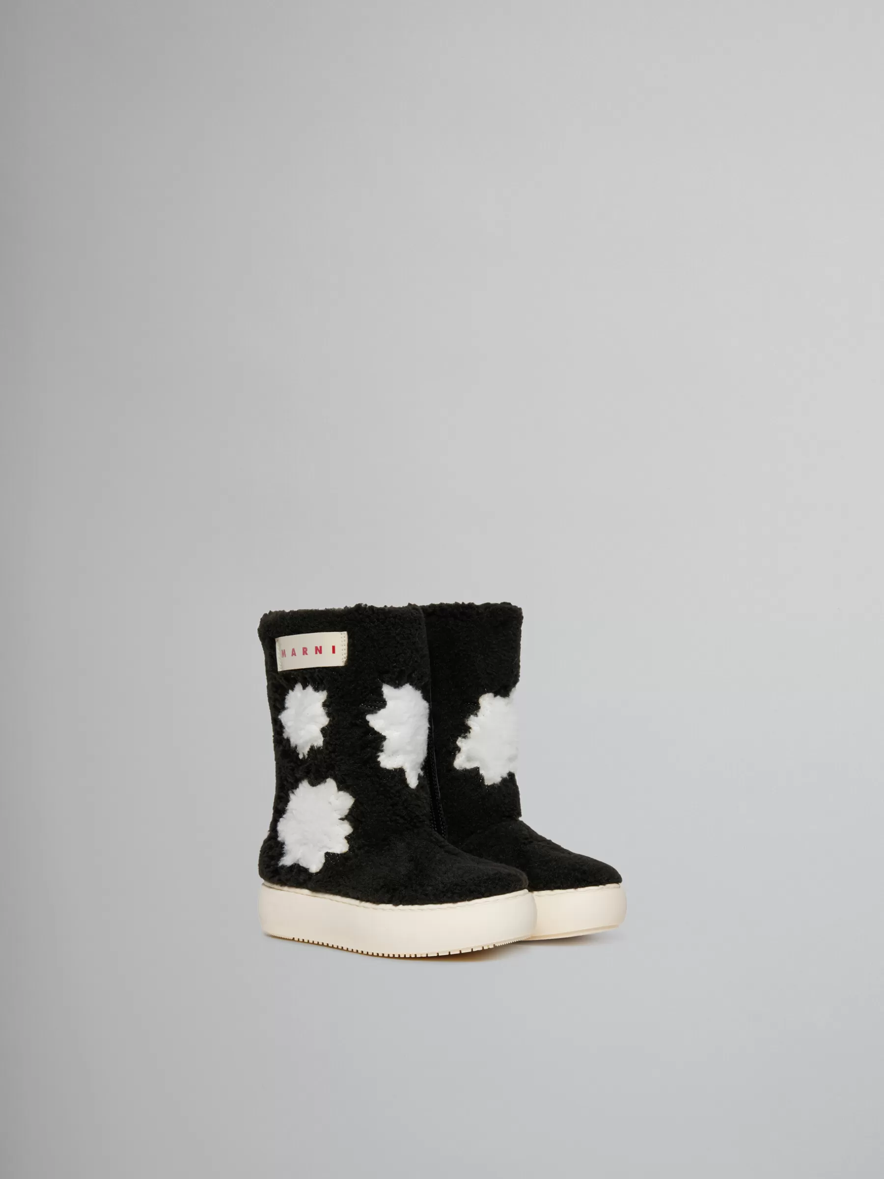 Marni Sheepskin Look Ankle Boot BLACK/WHITE Sale