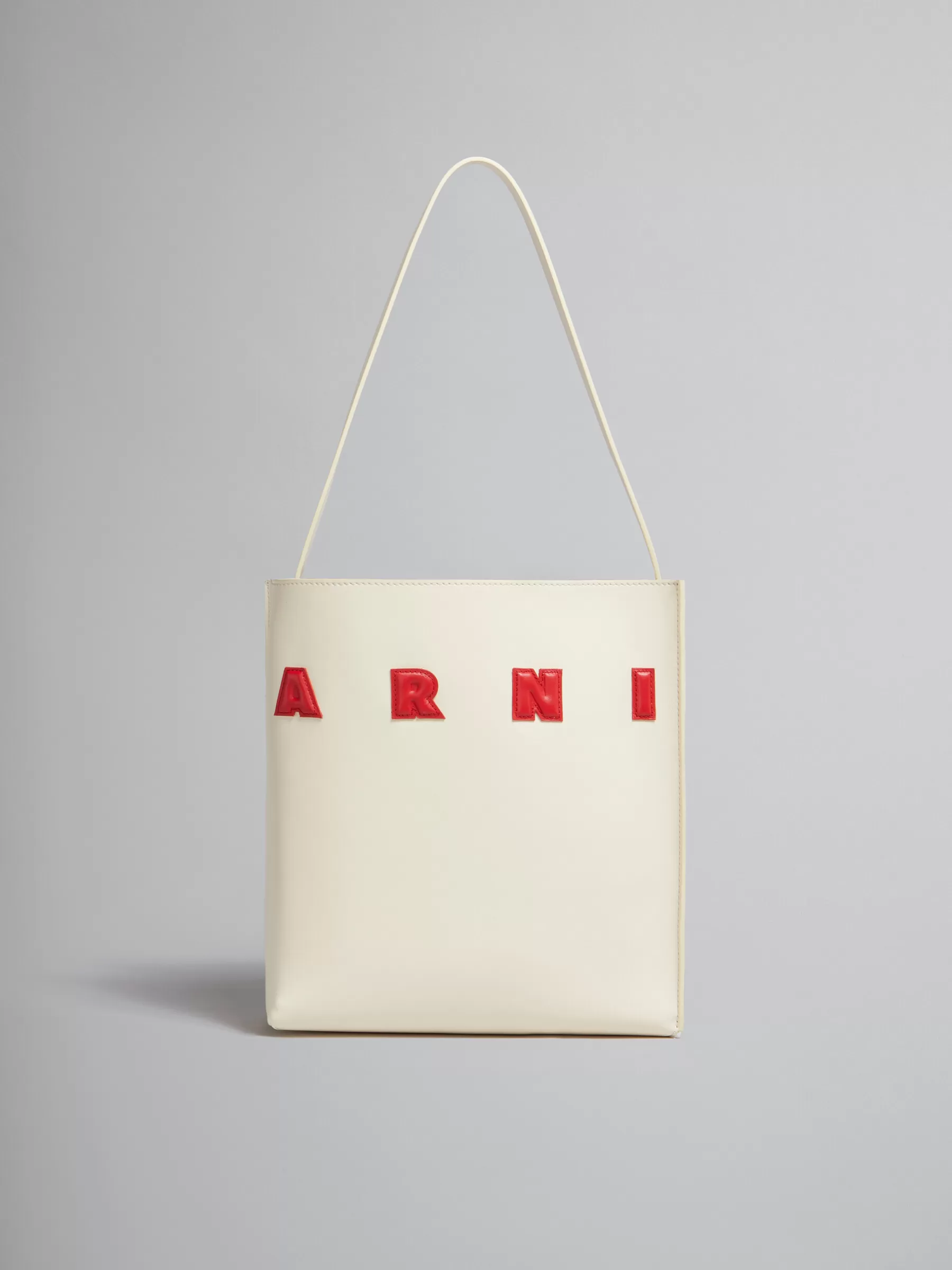 Marni Small White Leather Museo Hobo Bag With Patches IVORY/LACQUER Sale