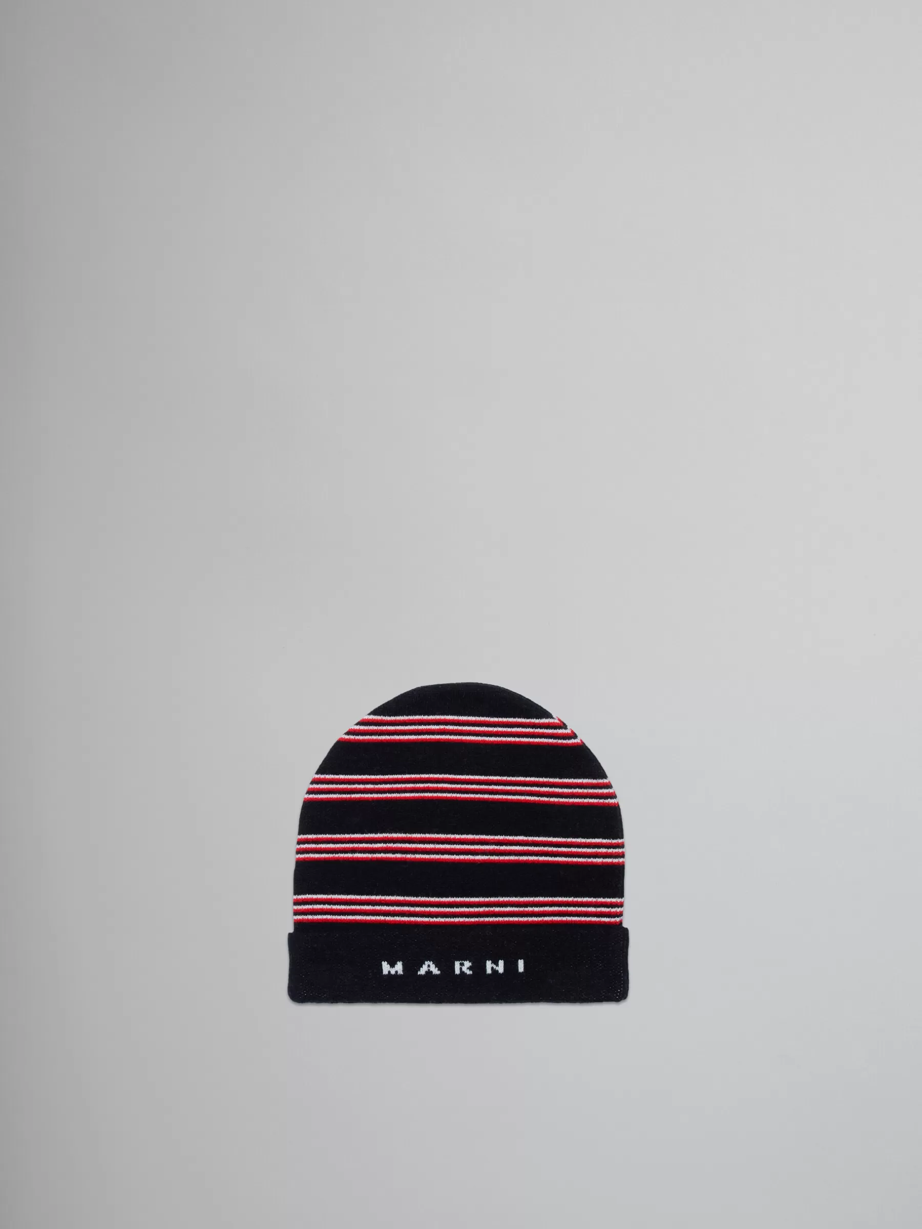 Marni Striped Wool Blend Beanie BLACK Fashion