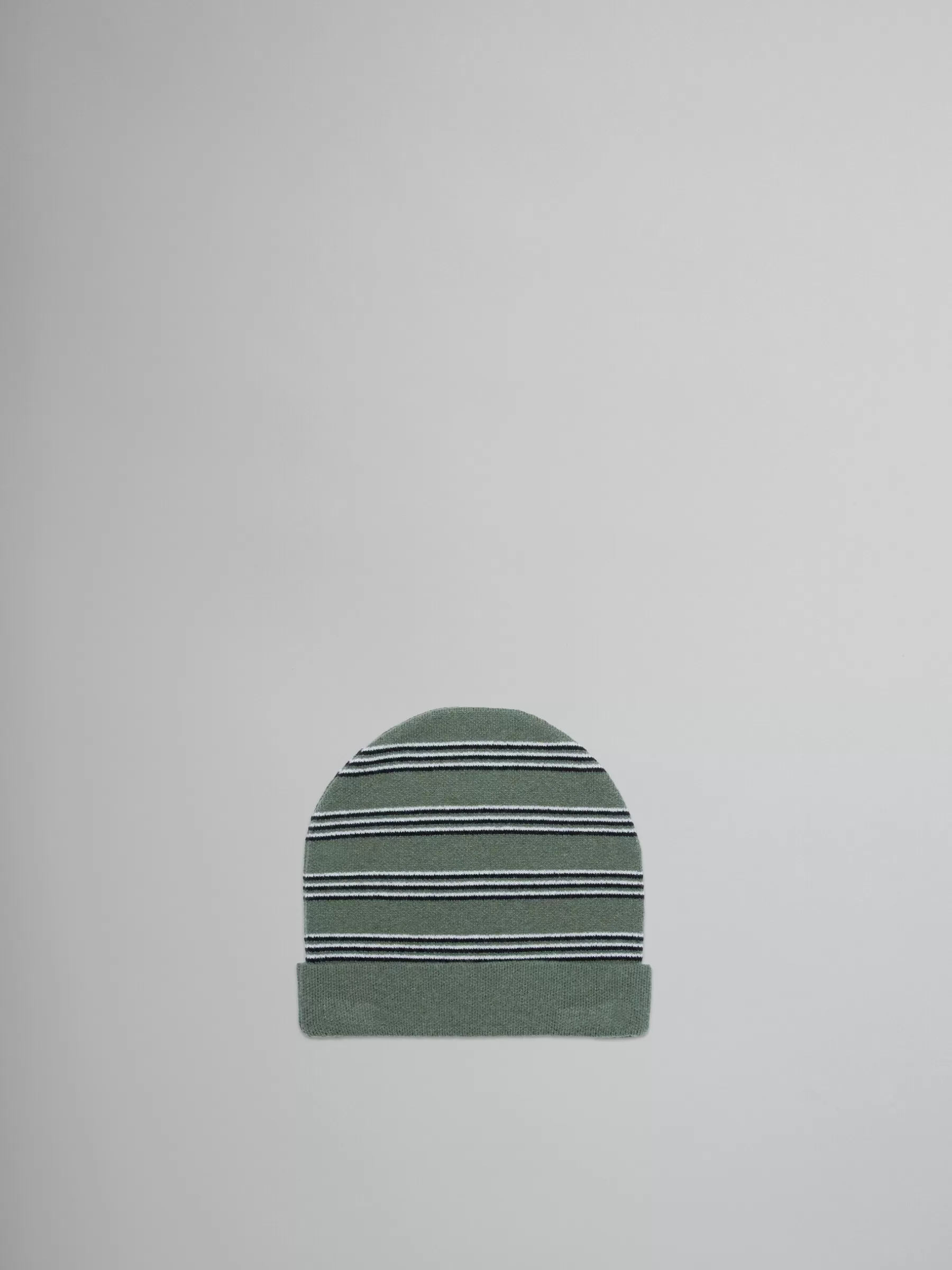 Marni Striped Wool Blend Beanie DEEP LICHEN GREEN New