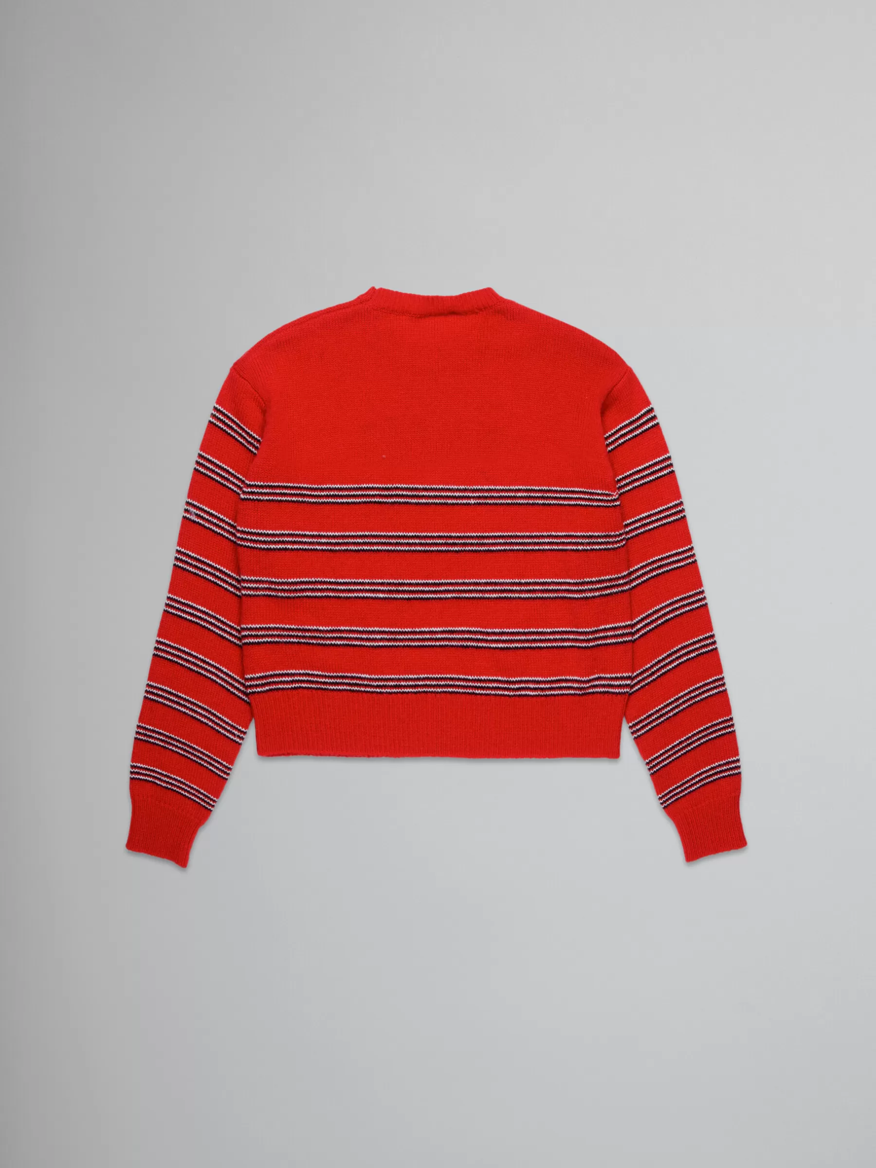 Marni Striped Wool-blend Pullover BRIGHT RED Clearance