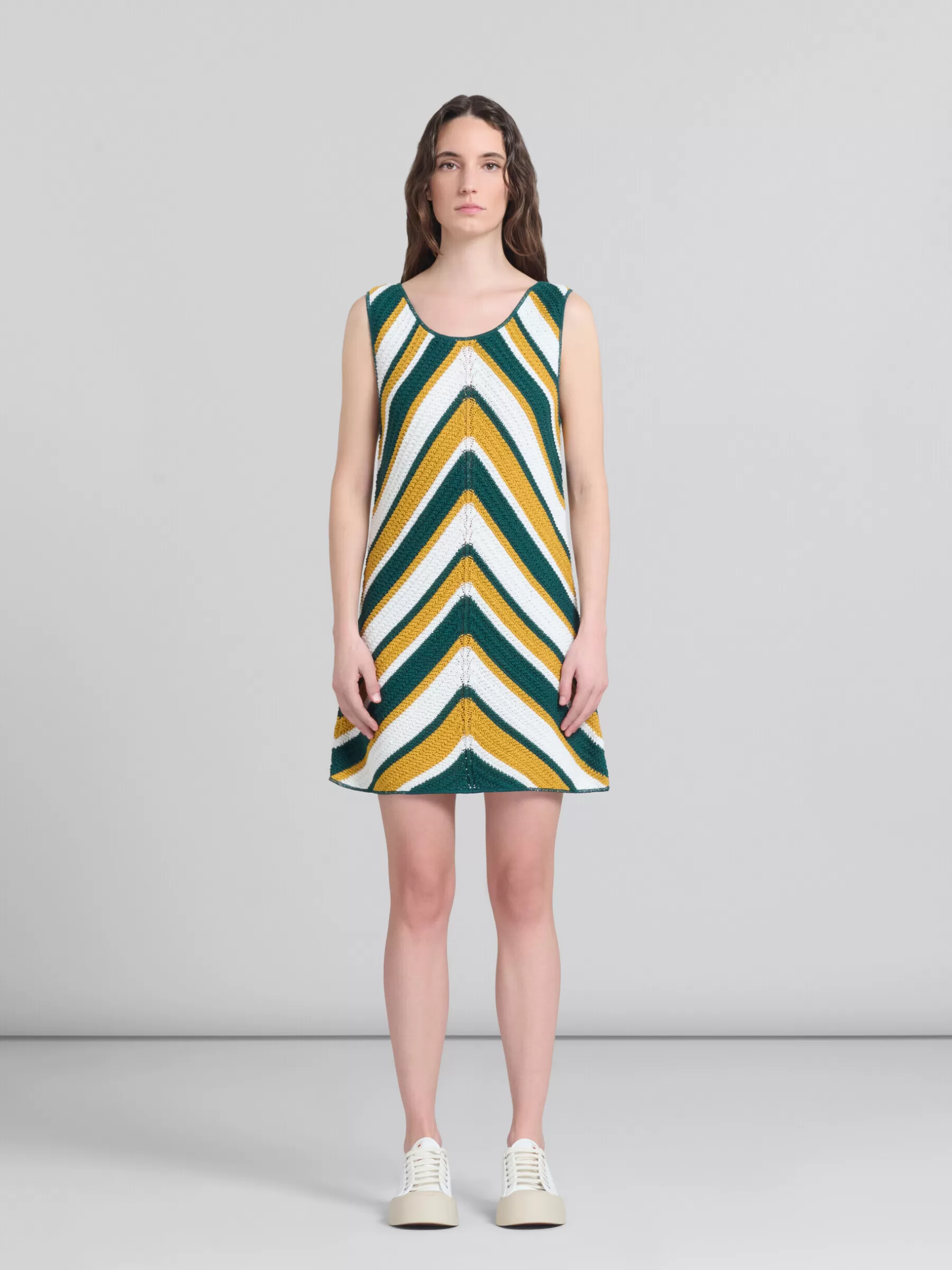 Marni Teal And Yellow Crochet Dress With Chevron Pattern TURQUOISE Store