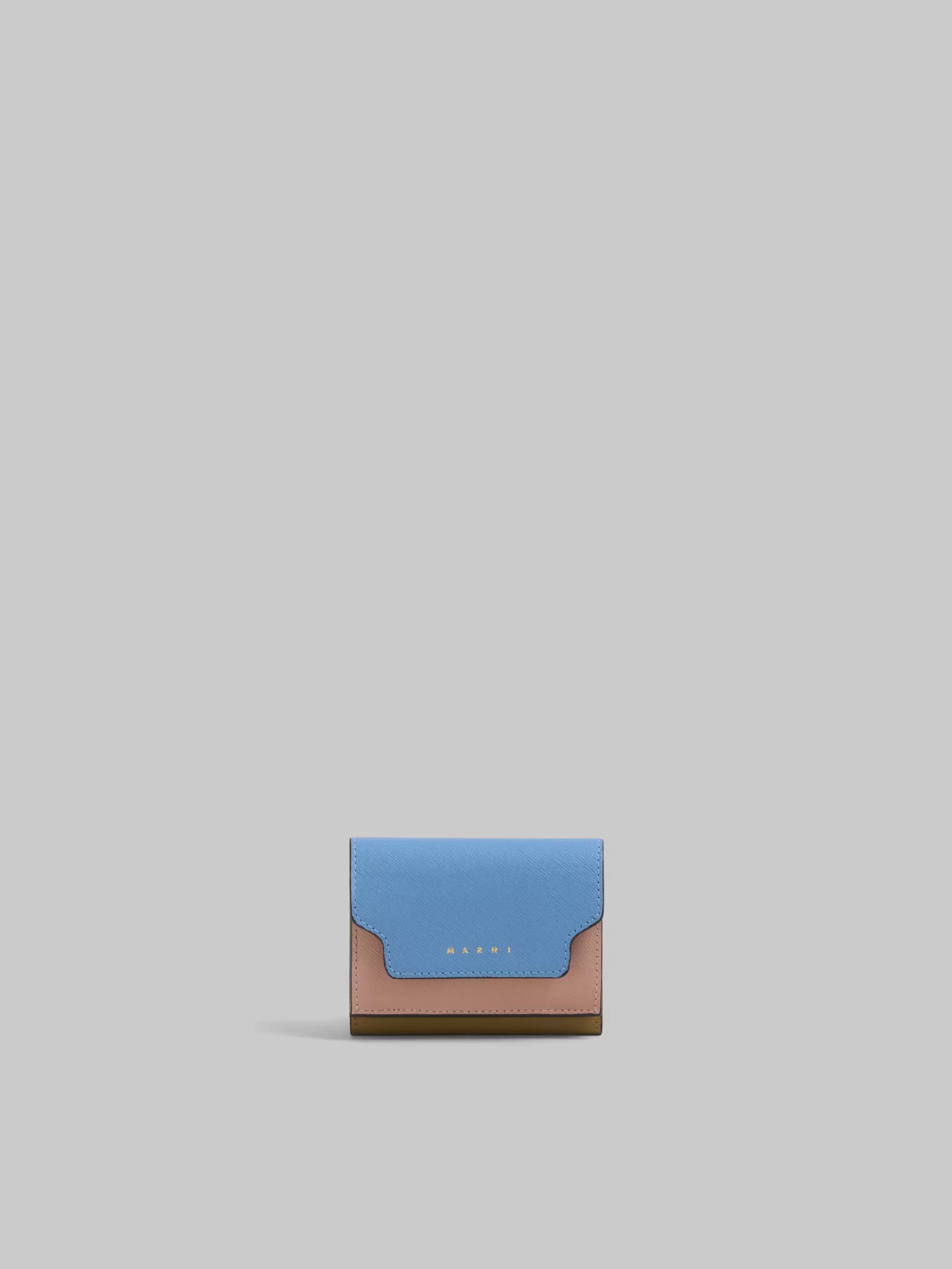Marni Trifold Wallet In Light Blue, Antique Pink And Green Saffiano Leather OPAL/QUARZ/THYME Cheap