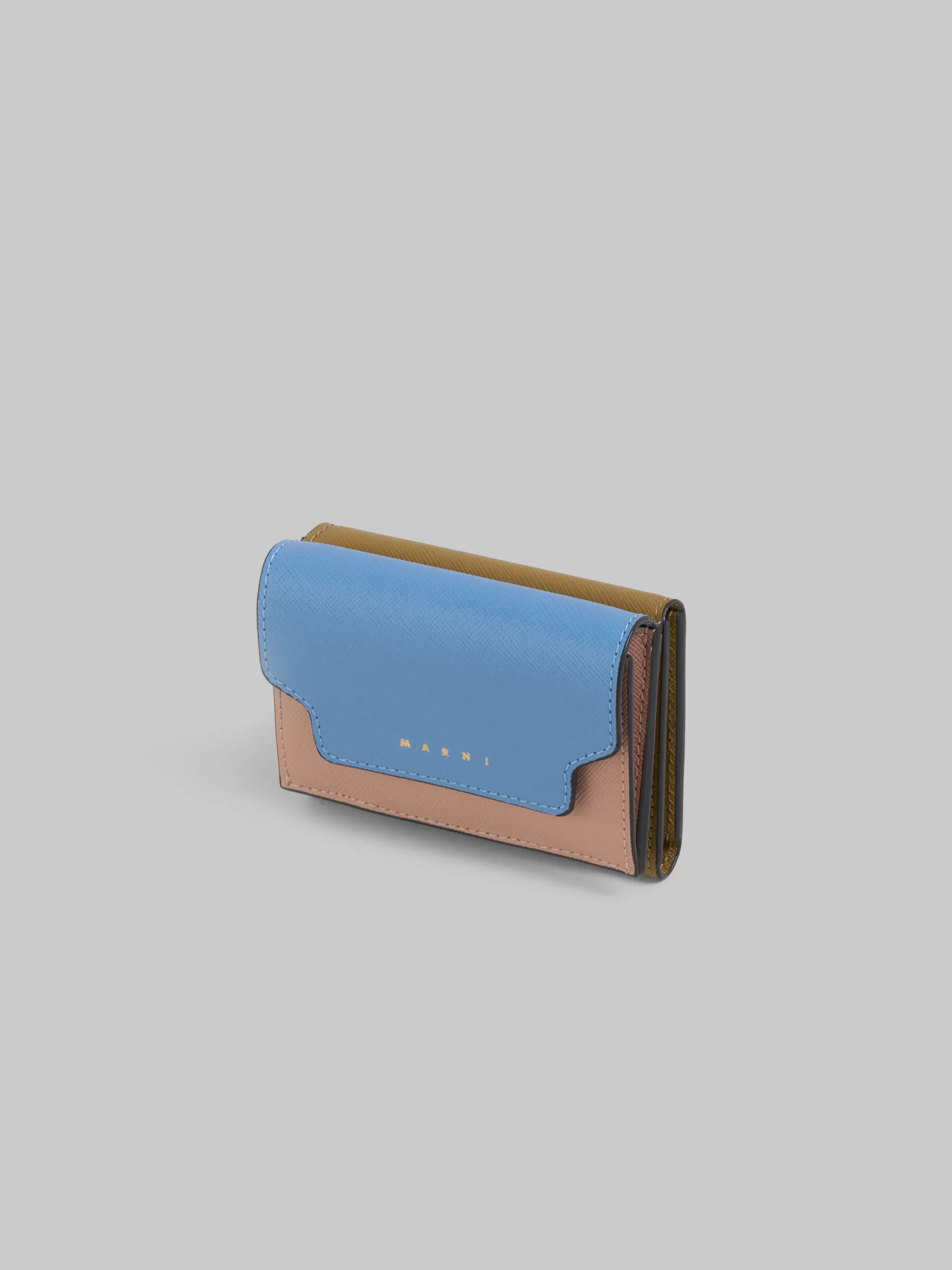 Marni Trifold Wallet In Light Blue, Antique Pink And Green Saffiano Leather OPAL/QUARZ/THYME Cheap