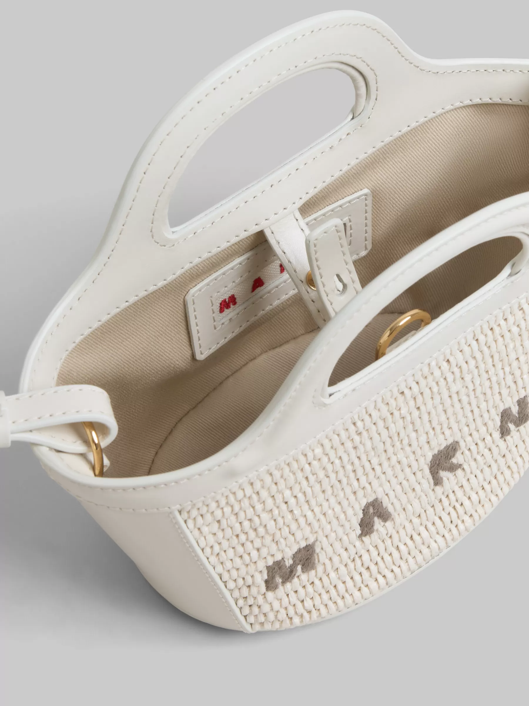 Marni Tropicalia Micro Bag In Light Blue Leather And Raffia-effect Fabric SHELL Best Sale
