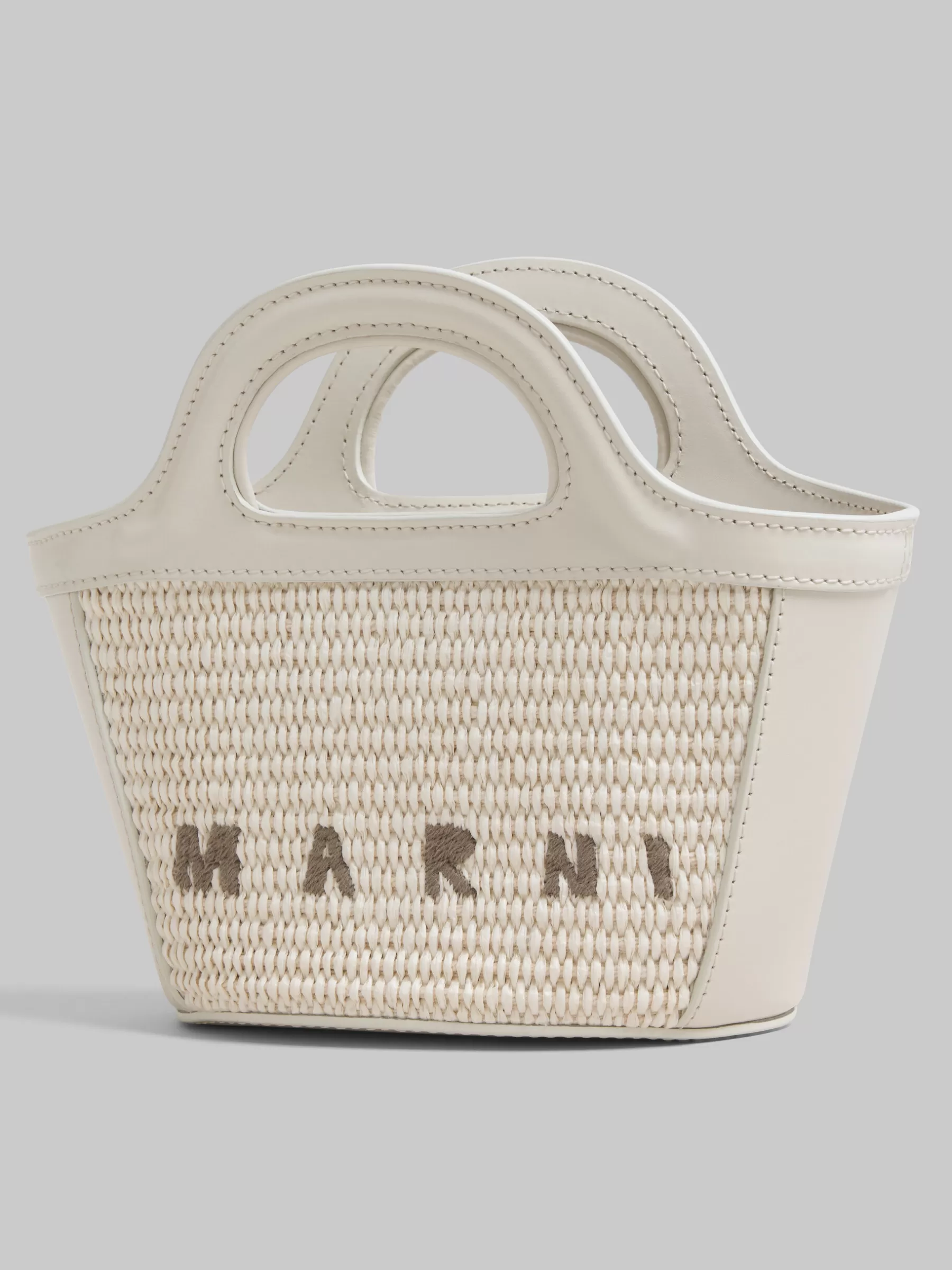 Marni Tropicalia Micro Bag In Light Blue Leather And Raffia-effect Fabric SHELL Best Sale