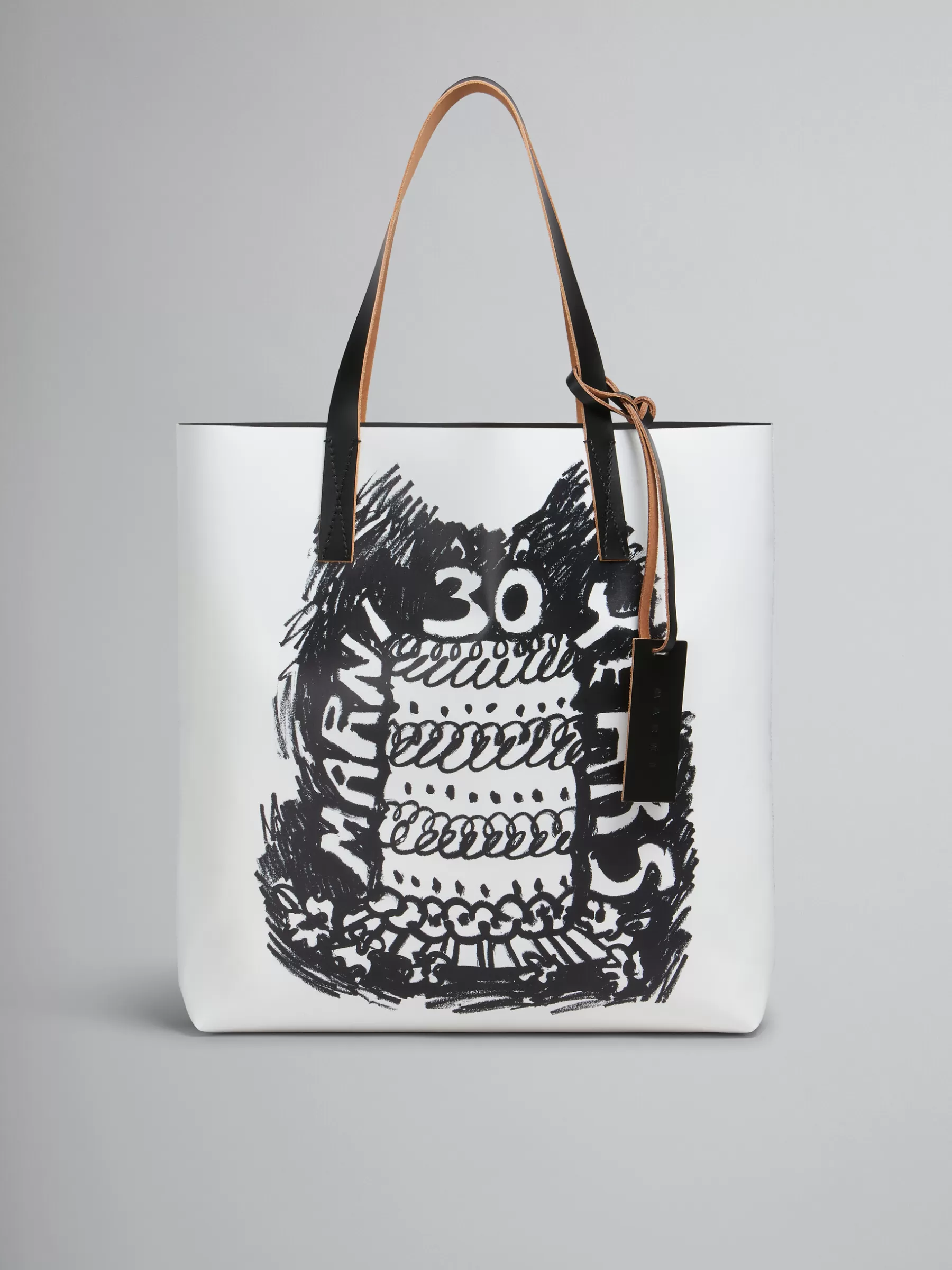 Marni Two Tone Tribeca Tote With 30th Anniversary Print BLACK Clearance