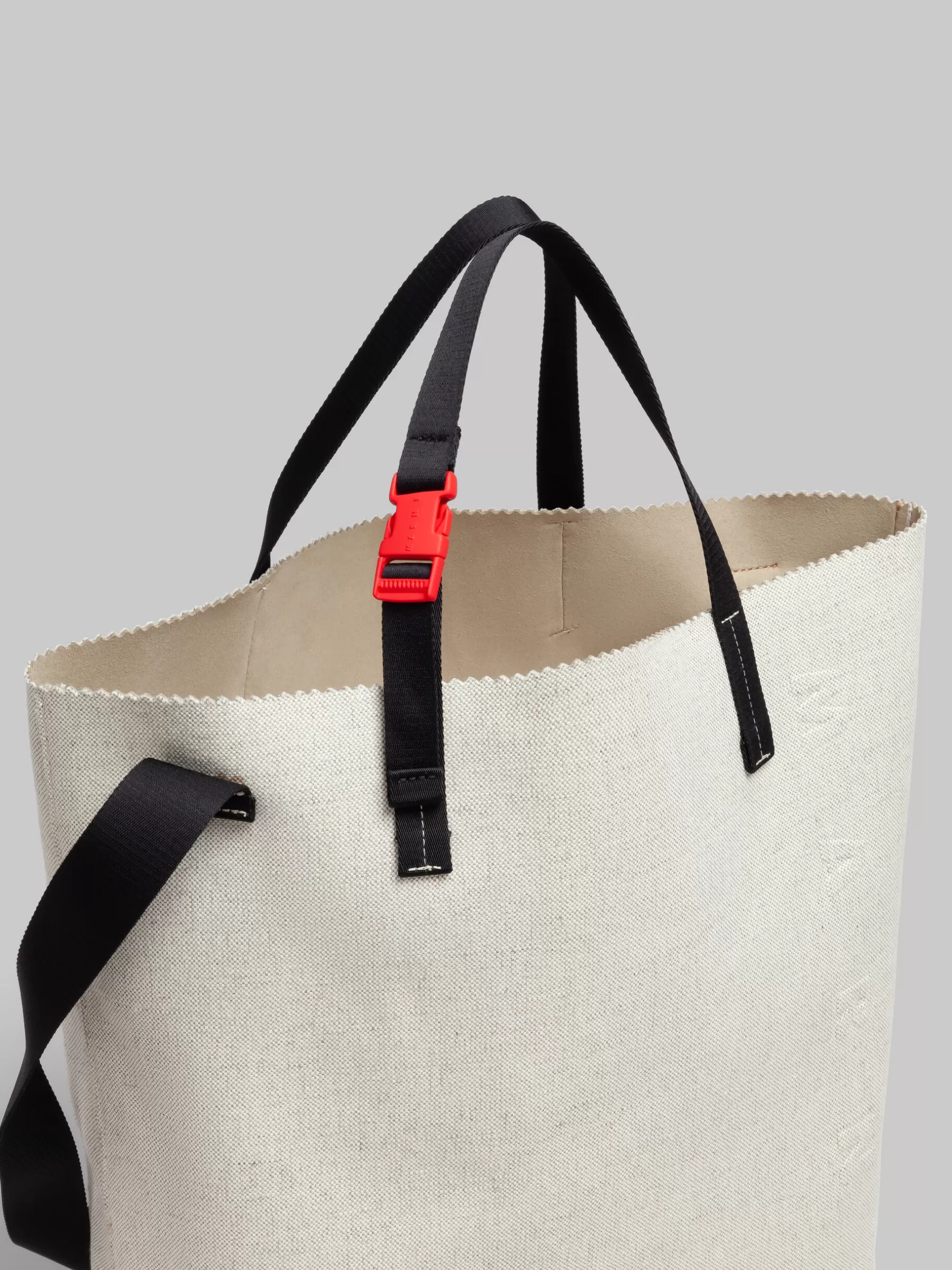Marni White Canvas Tribeca Shopper With Raised Logo ALABASTER Best