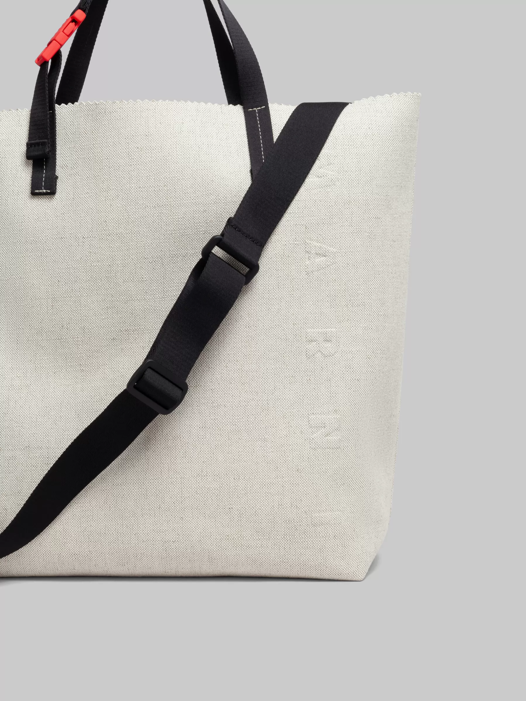 Marni White Canvas Tribeca Shopper With Raised Logo ALABASTER Best