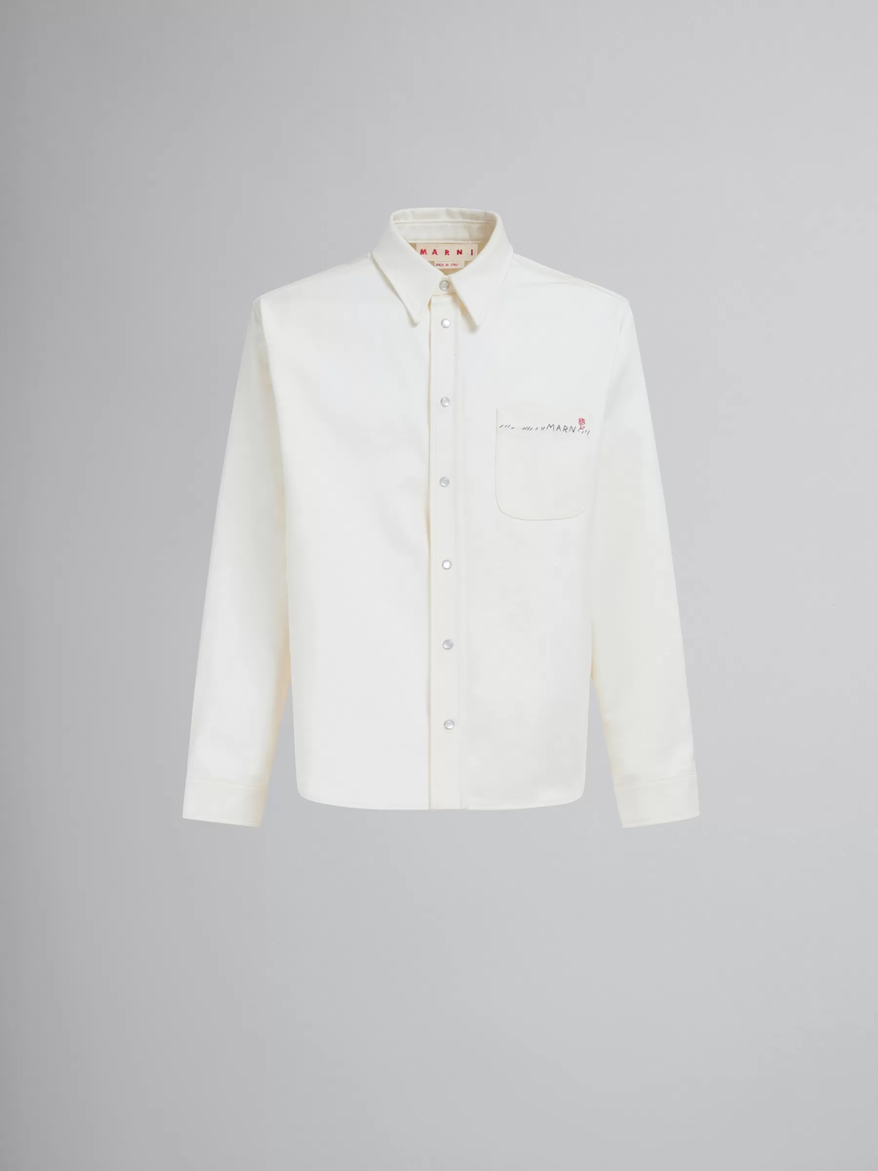 Marni White Drill Shirt With Mending LILYWHITE Best Sale
