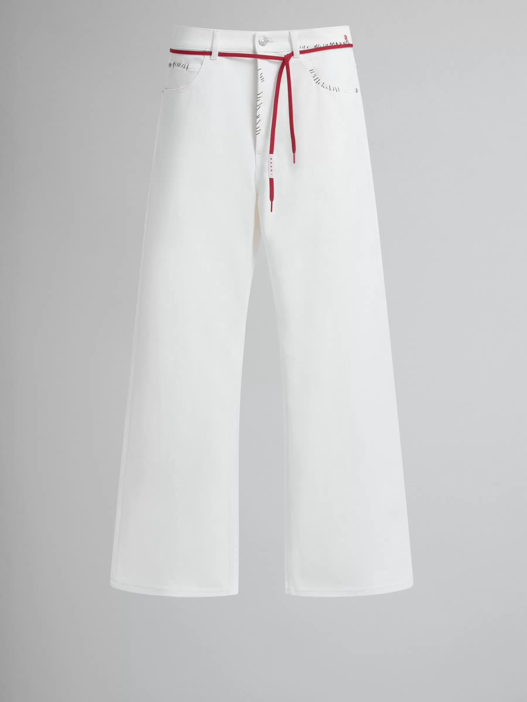 Marni White Drill Trousers With Mending LILYWHITE Best Sale