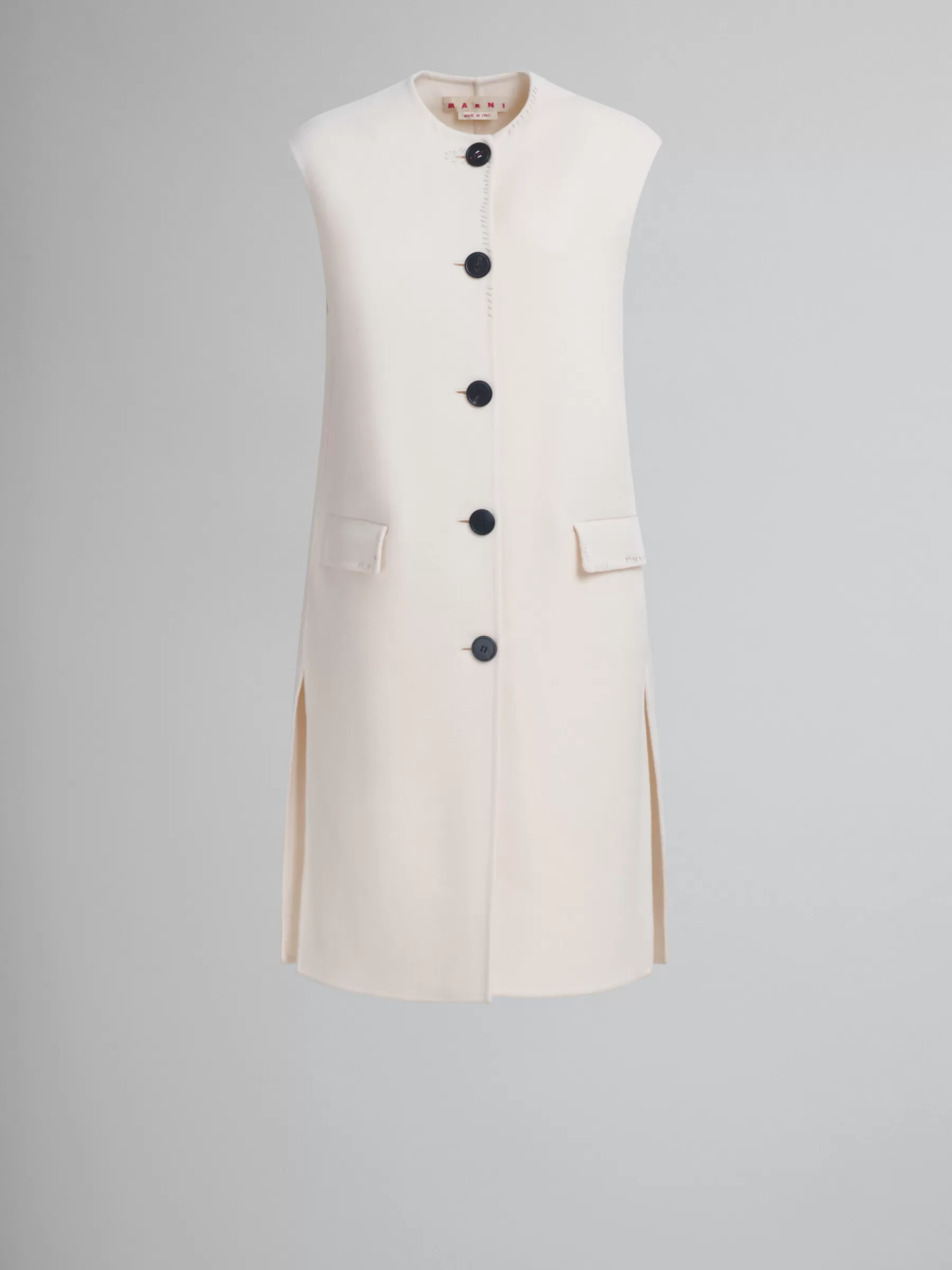 Marni White Felt Sleeveless Jacket ANTIQUEWHITE Flash Sale