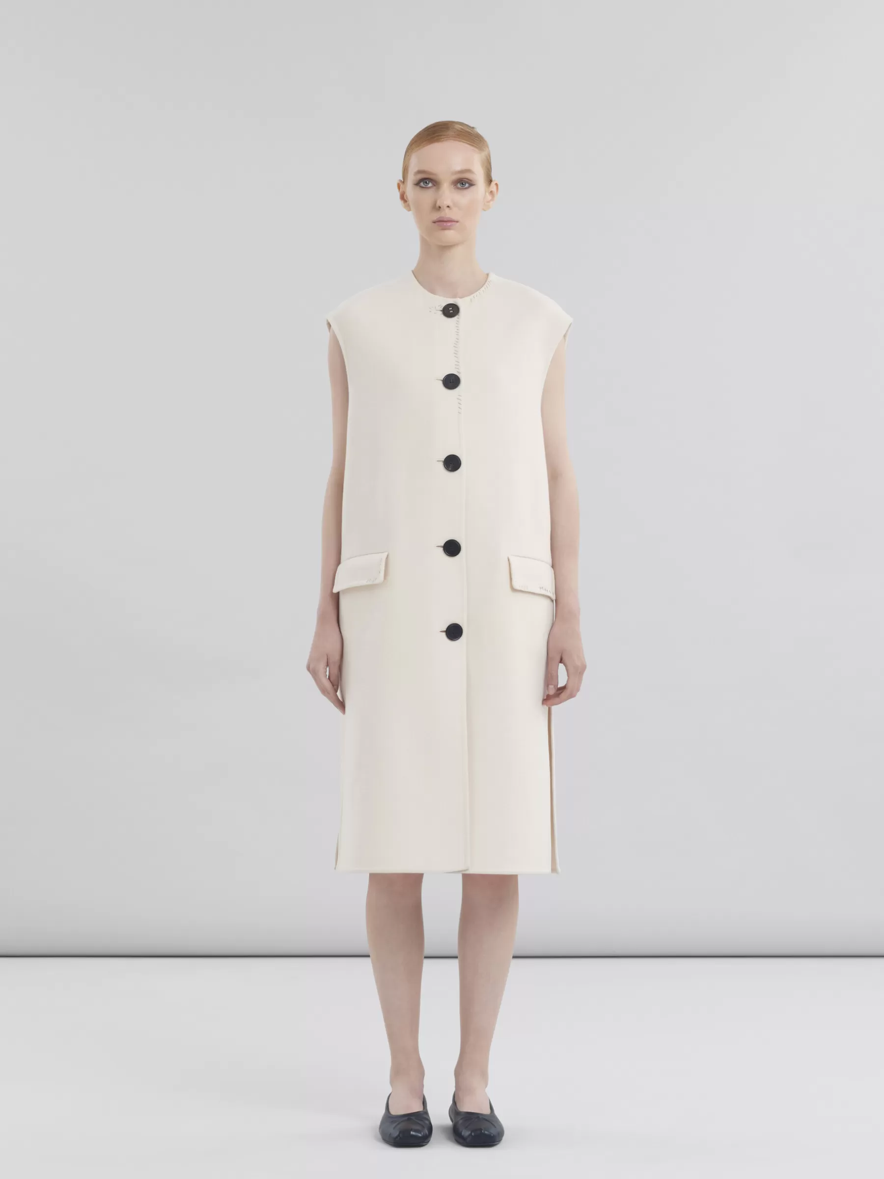 Marni White Felt Sleeveless Jacket ANTIQUEWHITE Flash Sale