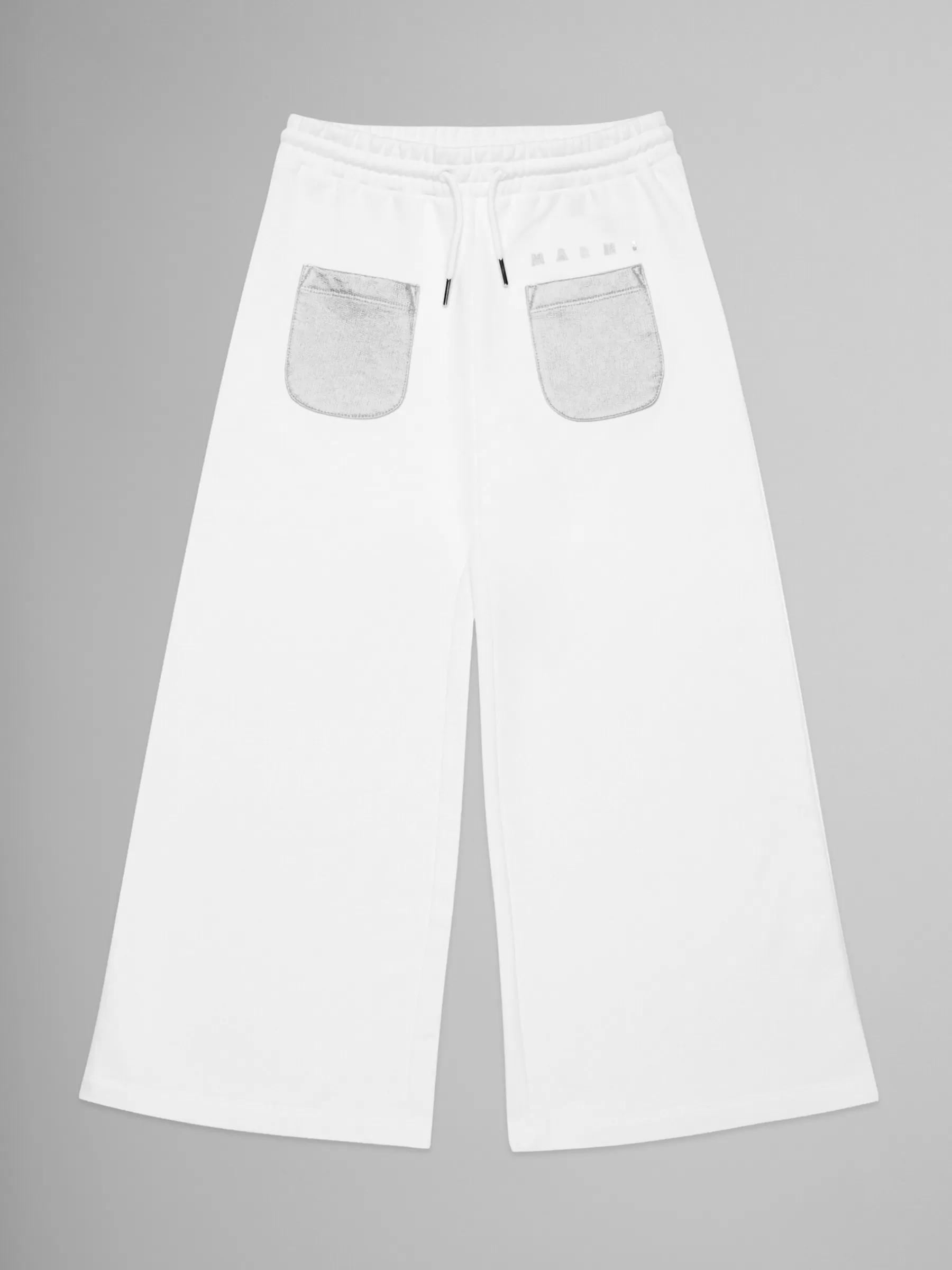Marni White Fleece Wide Trousers With Pockets LIGHT NATURAL New