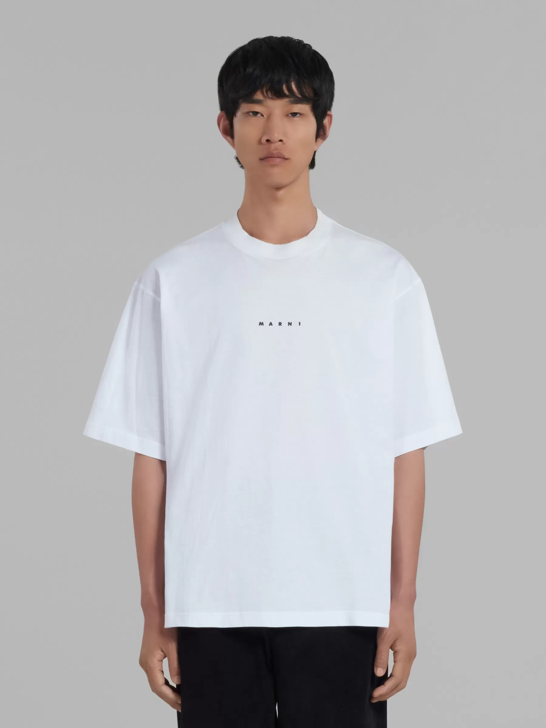 Marni White Organic Cotton T-shirt With Logo LILYWHITE Clearance
