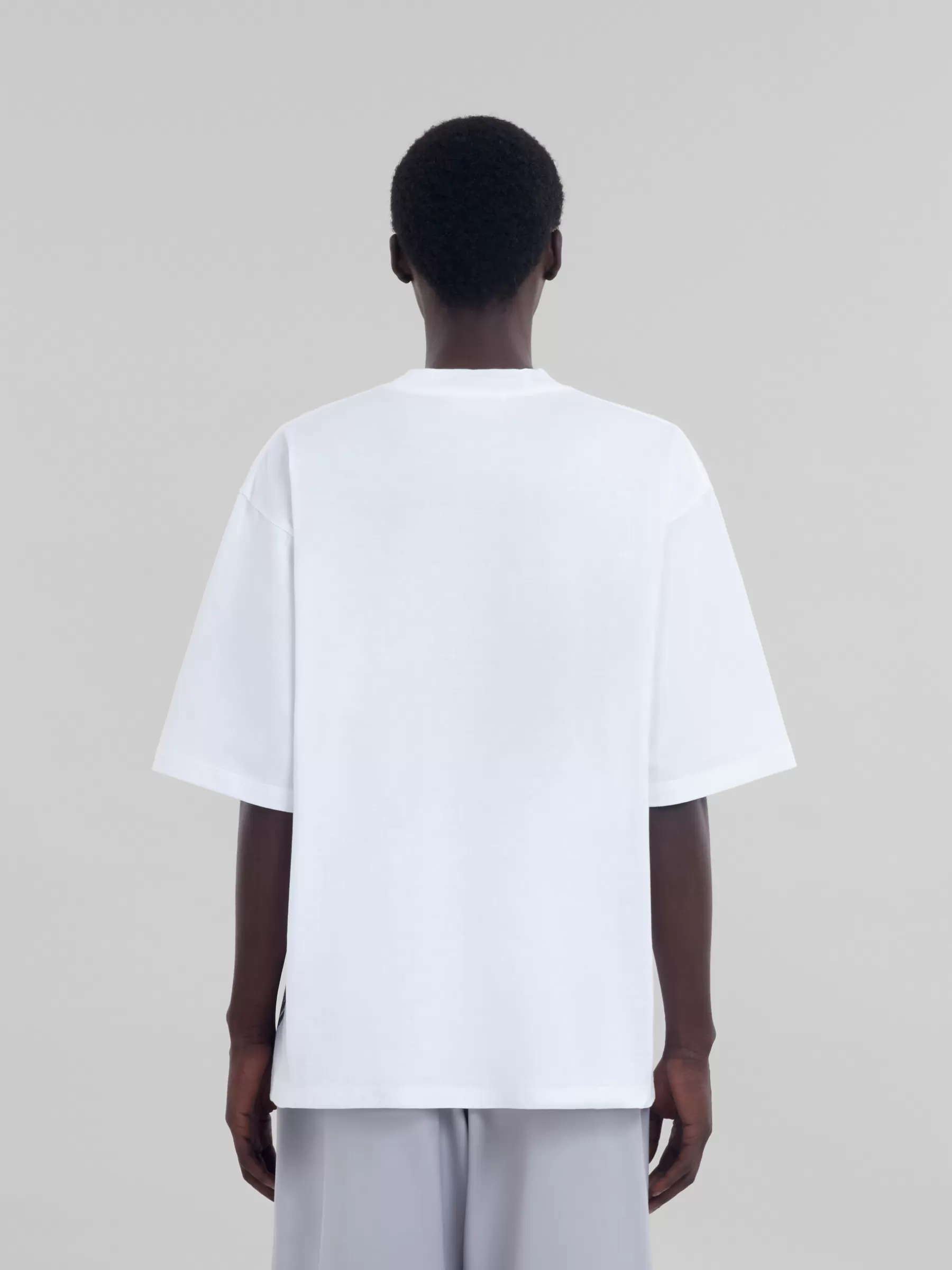 Marni White Organic Cotton T-shirt With 30th Anniversary Print LILYWHITE Discount