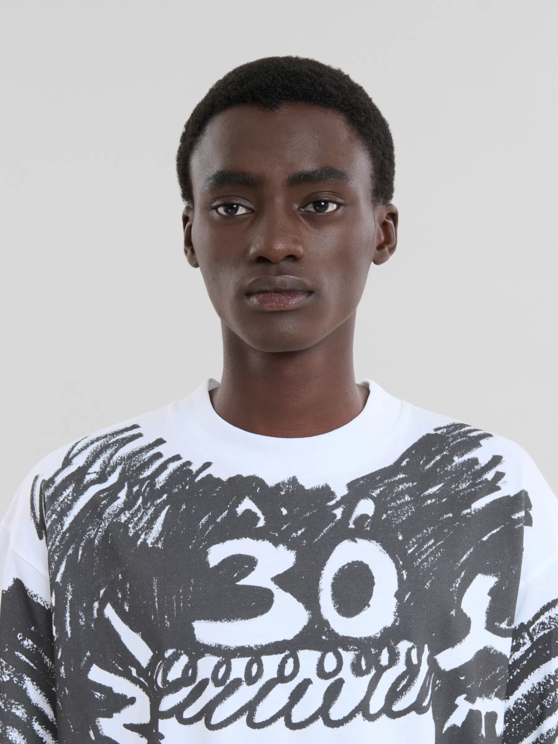 Marni White Organic Cotton T-shirt With 30th Anniversary Print LILYWHITE Discount