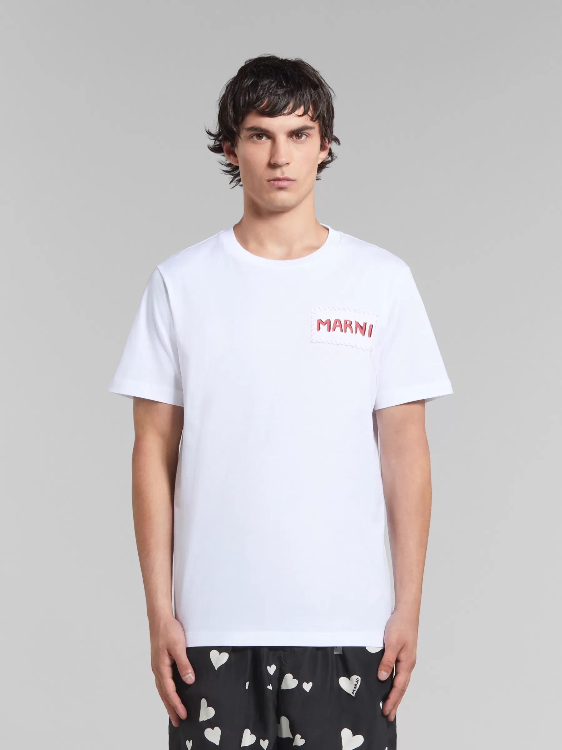 Marni White Organic Cotton T-shirt With Patch LILYWHITE Hot