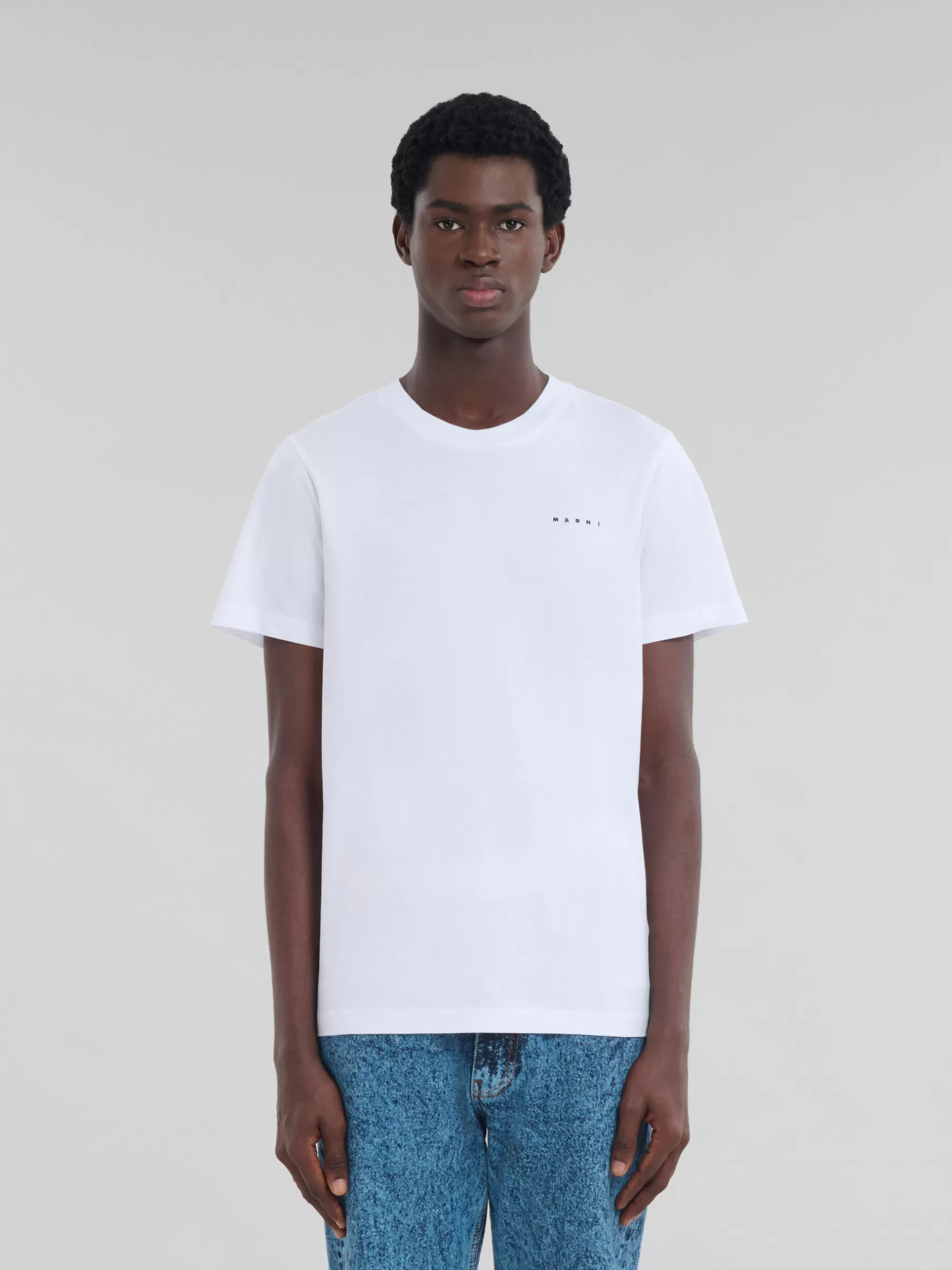 Marni White Organic Cotton T-shirt With Mini Logo LILYWHITE Store