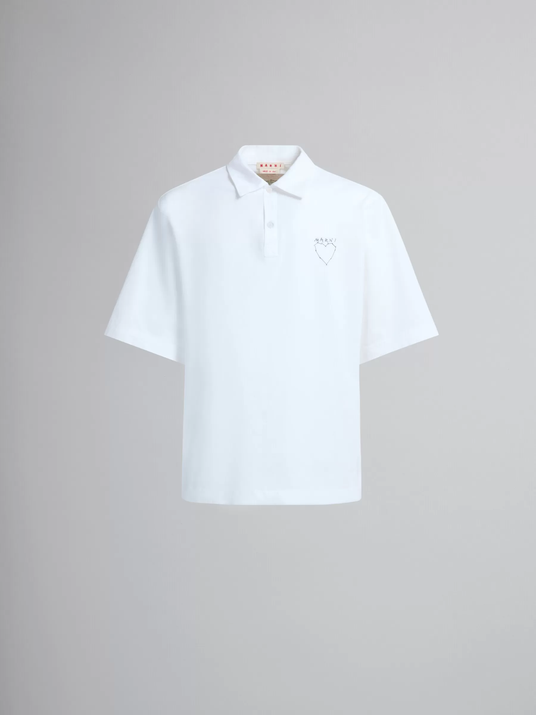 Marni White Organic Jersey Polo Shirt With Back Print LILYWHITE Store
