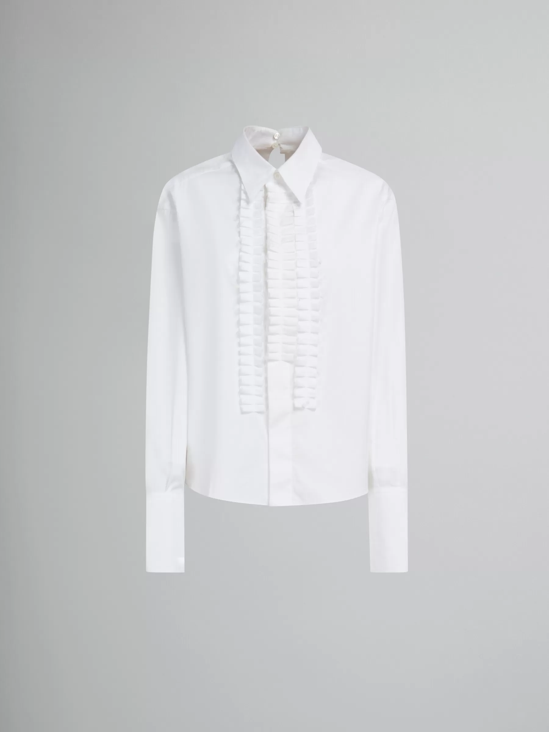 Marni White Organic Poplin Shirt With Ruffles LILYWHITE Online