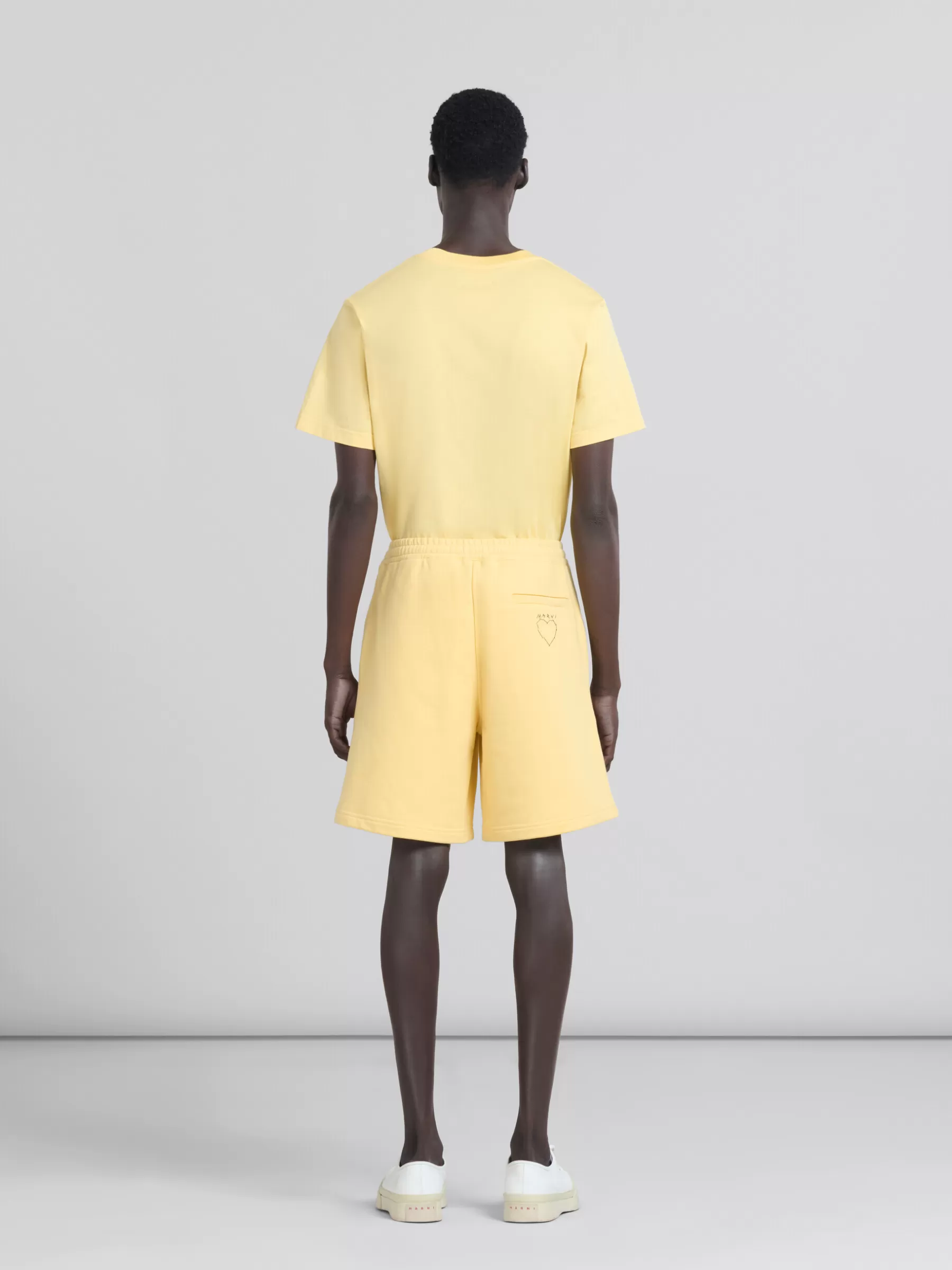 Marni Yellow Organic Jersey Sweat Shorts With Mending CITRUS Flash Sale