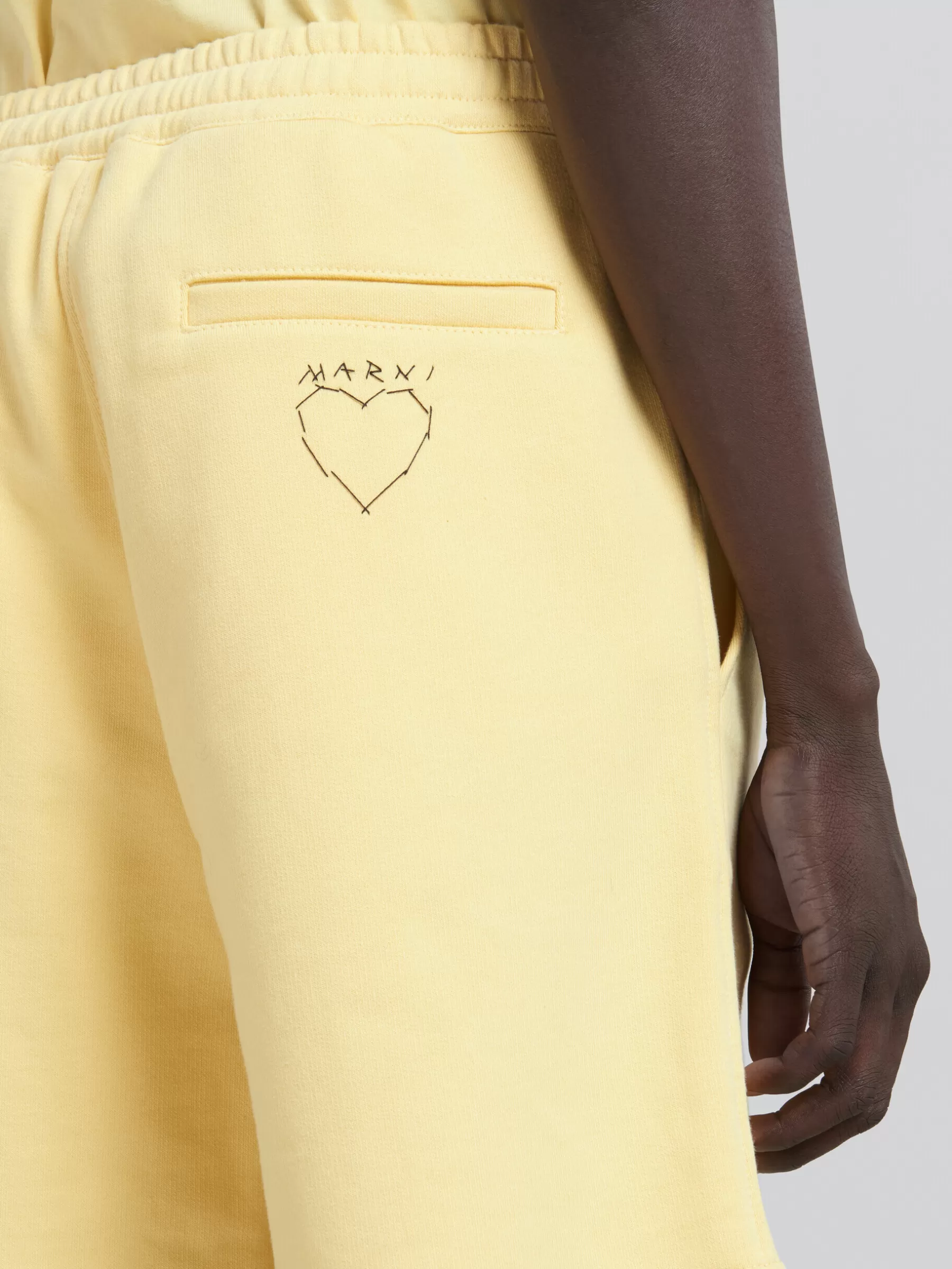Marni Yellow Organic Jersey Sweat Shorts With Mending CITRUS Flash Sale