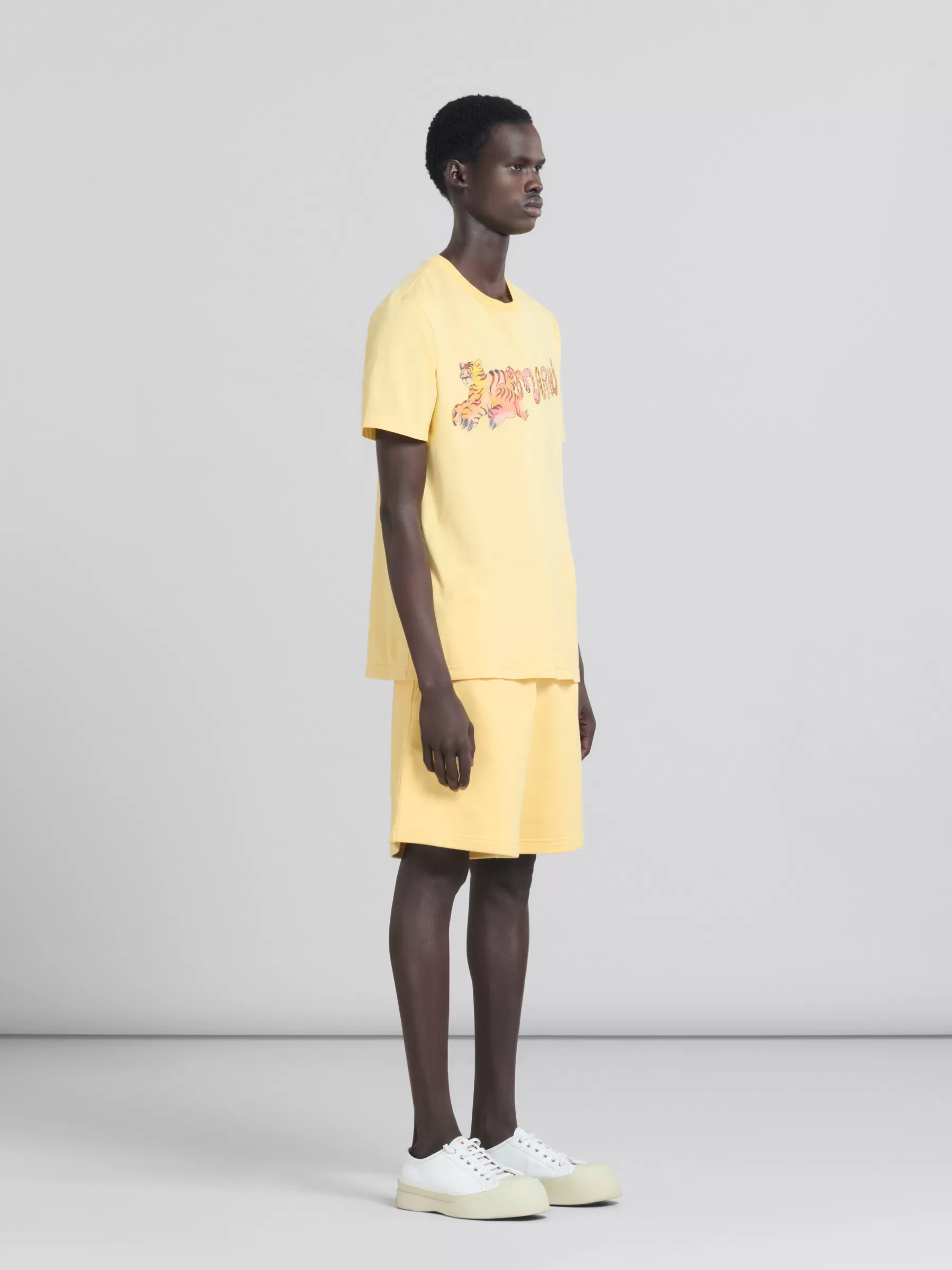 Marni Yellow Organic Jersey Sweat Shorts With Mending CITRUS Flash Sale